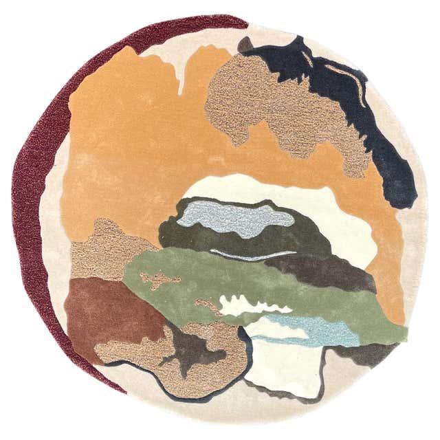 ' Pink Opaque ' Abstract Irregular Round Shape Hand-Tufted Rug by RAG ...