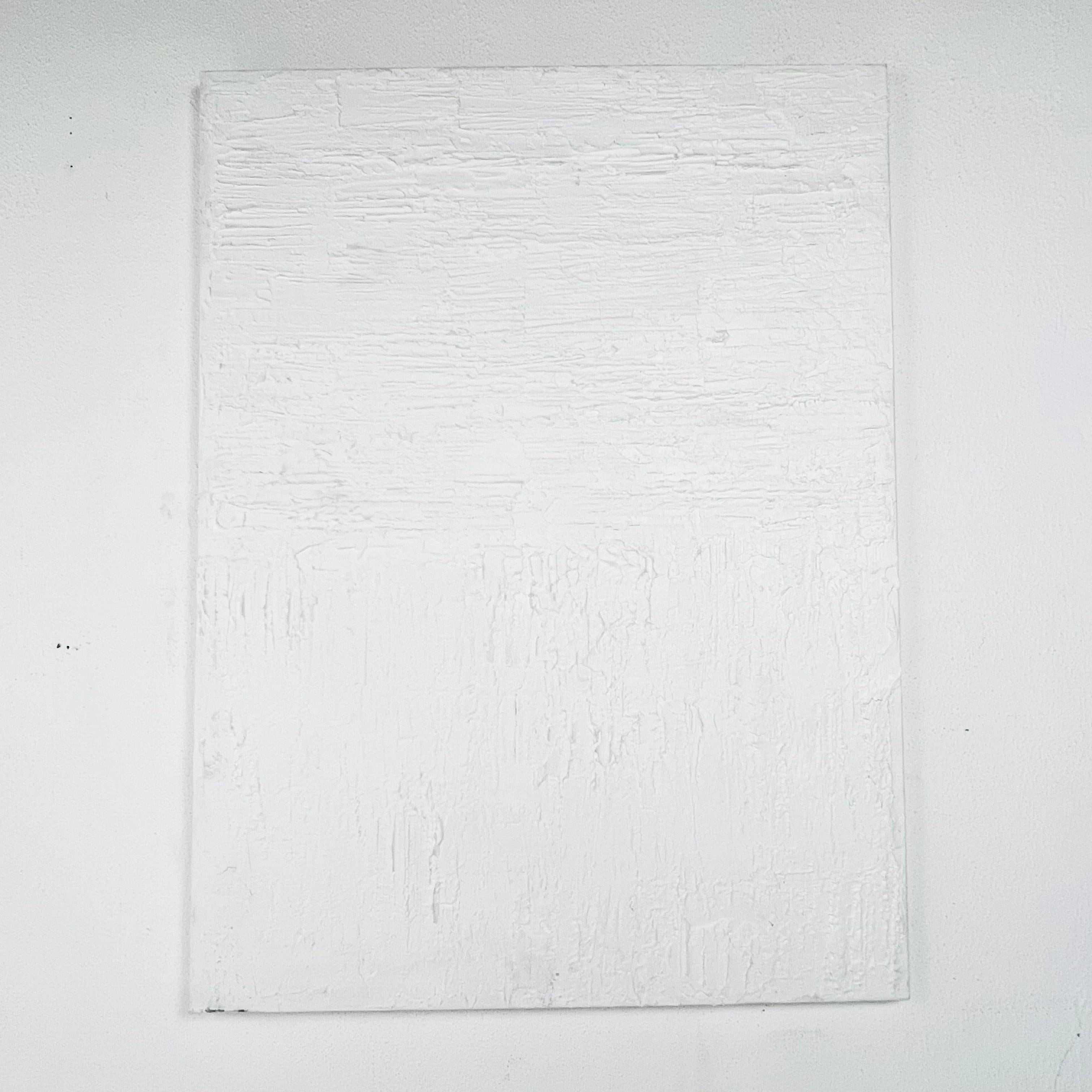 Large textured white oil painting, 