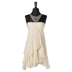 Robe de cocktail Vanilla en mousseline de soie avec ornements en strass
