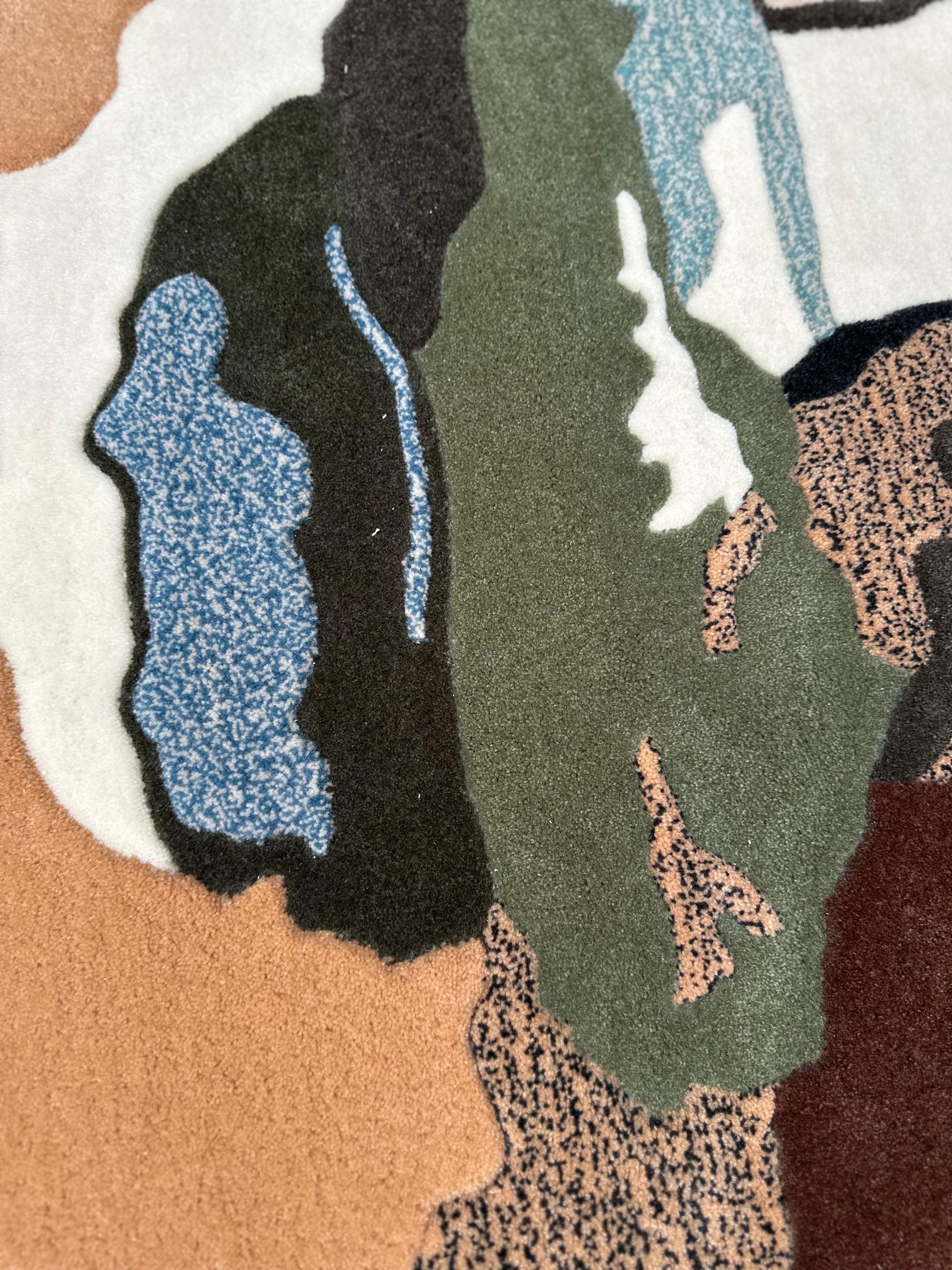 Vanille Fraise Runder Teppich mit erdfarbenen Farben von Rag Home (Wolle) im Angebot