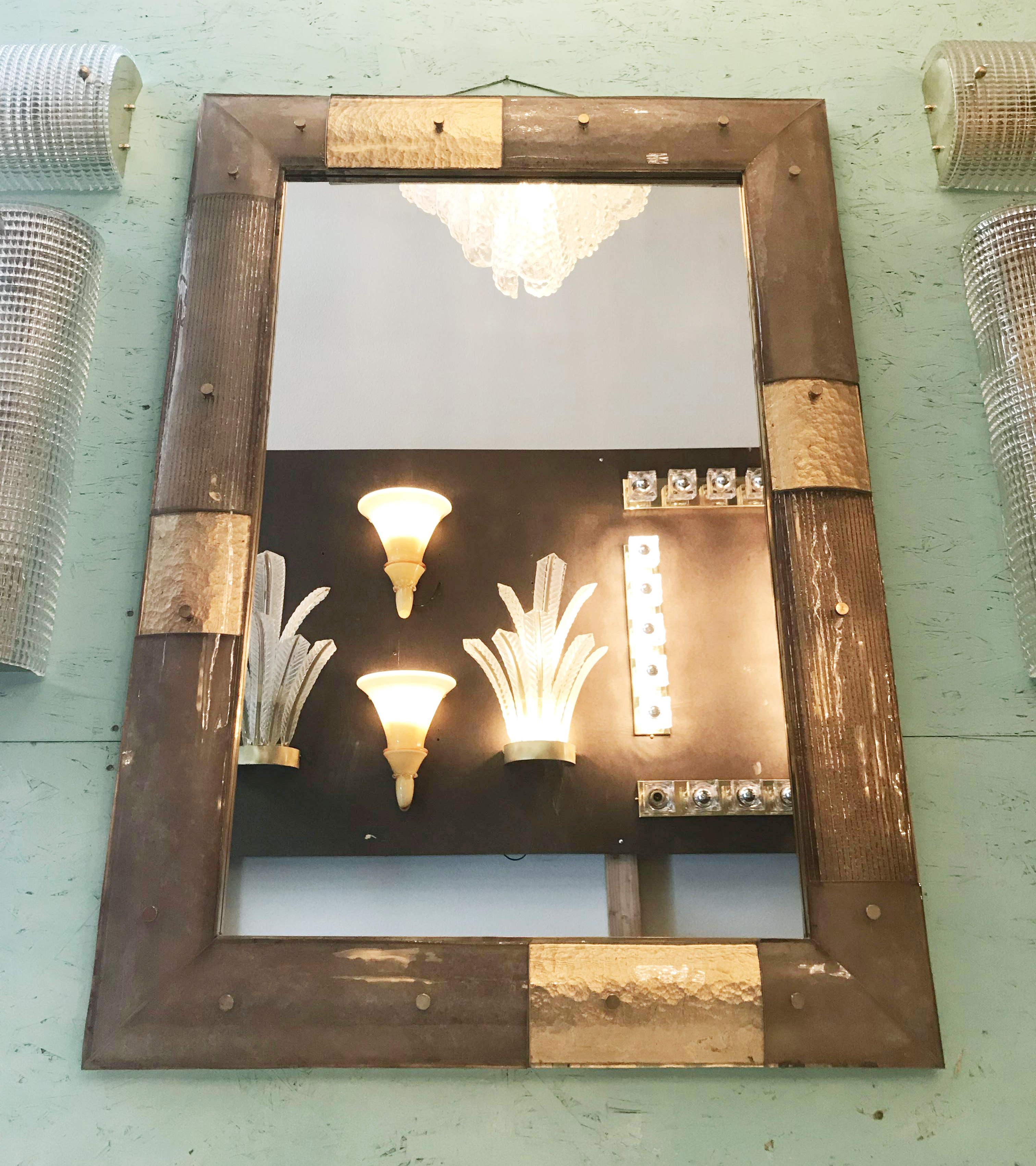 Mid-Century Modern Vanità Italian Murano Glass Mirror