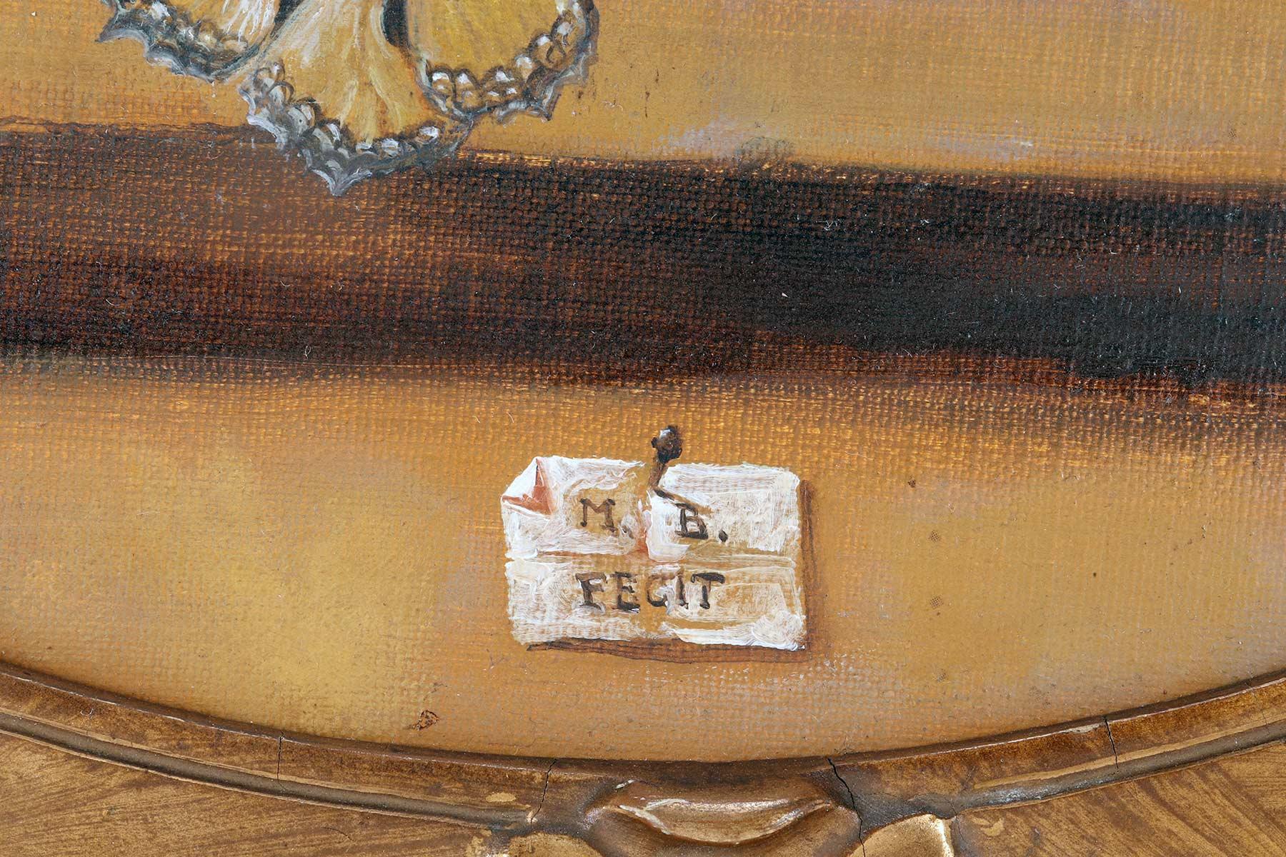 Vanitas, óleo sobre lienzo con una pequeña cartela, Italia hacia 1850. en venta 7