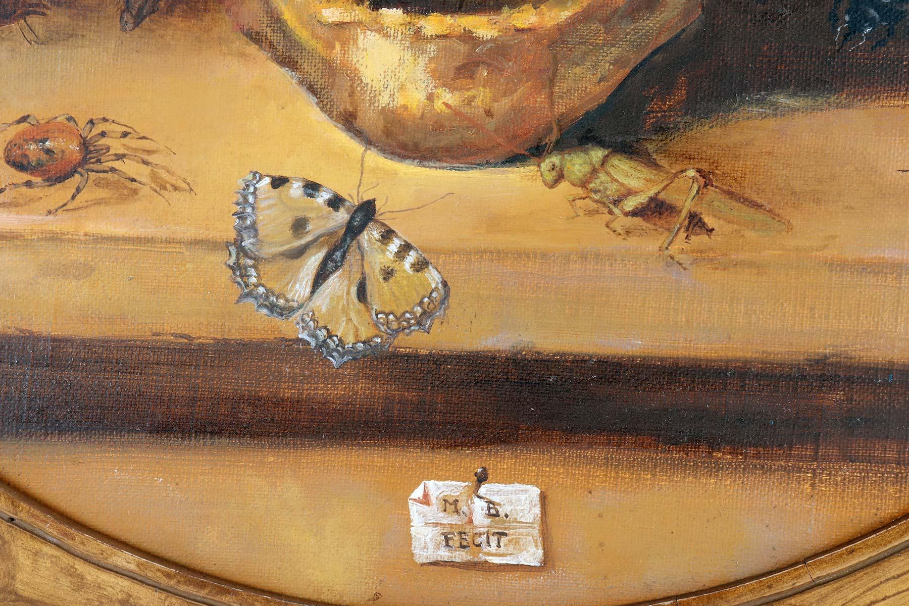 Vanitas, óleo sobre lienzo con una pequeña cartela, Italia hacia 1850. en venta 1