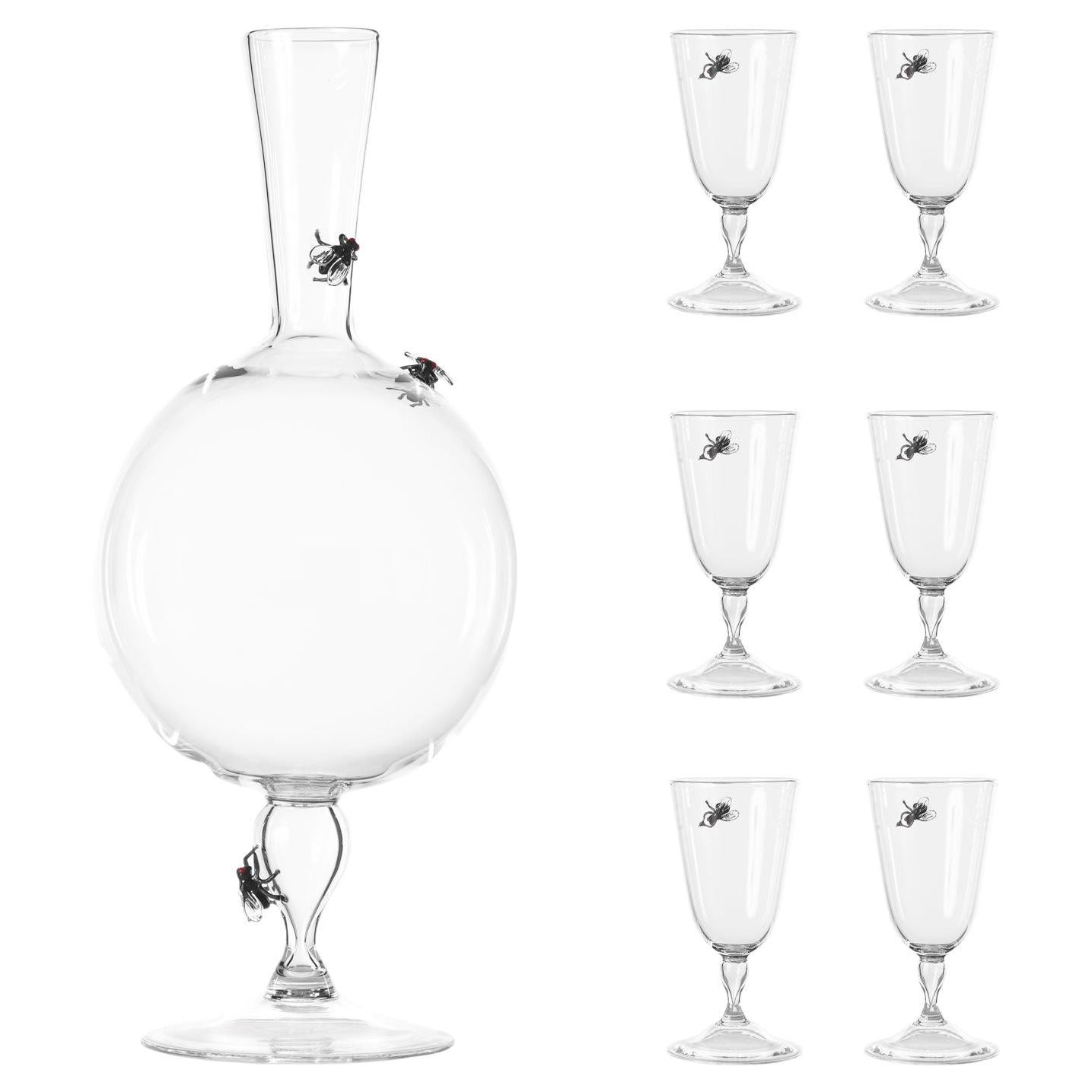 'Vanitas Set' Hand Blown Glass Decanter and Low Glasses by Simone