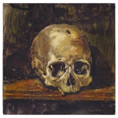 Vanitas Still Life with a Skull Watercolor Central European School