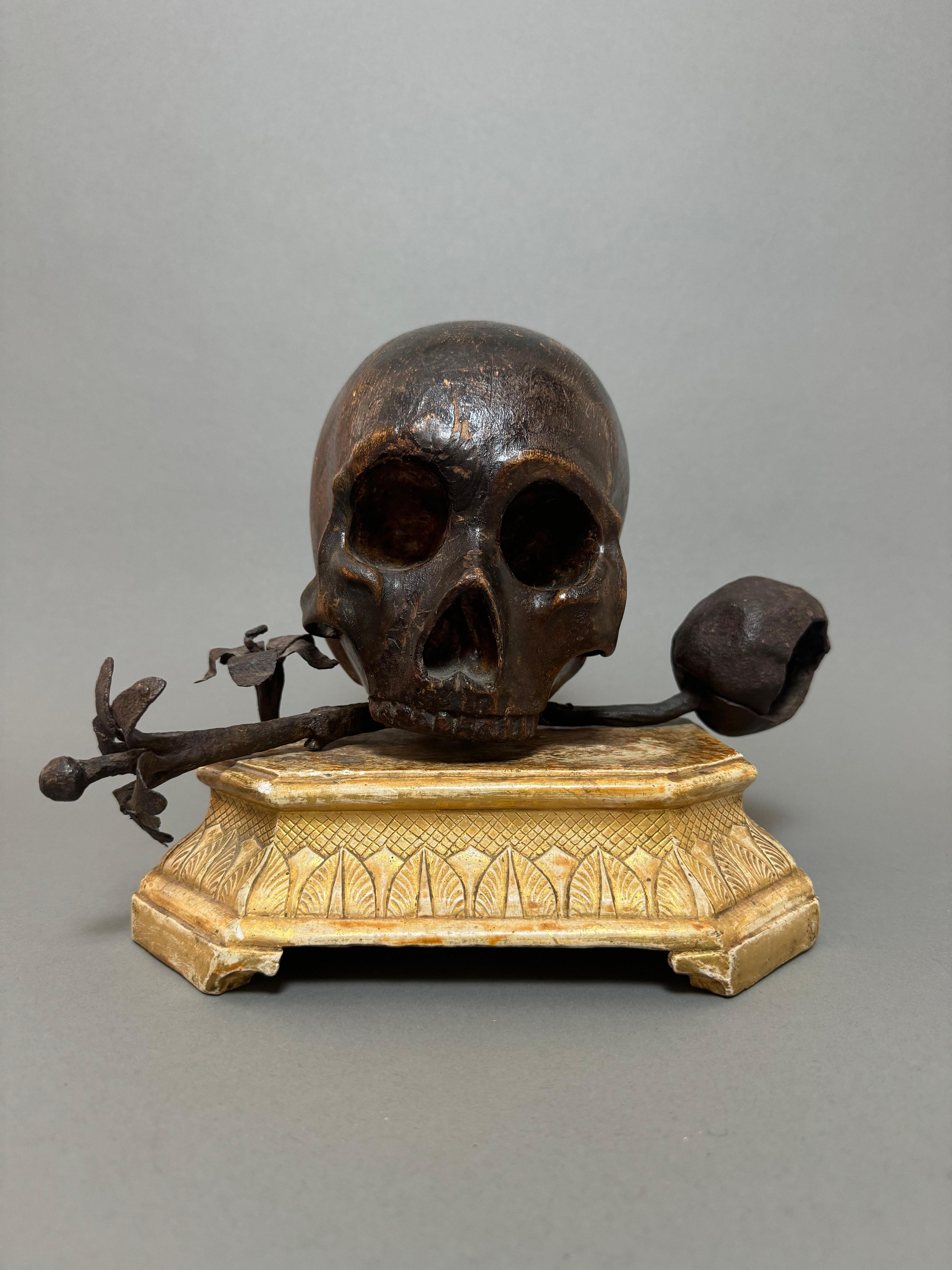 Italiano Vanitas su base in legno dorato del XVII secolo - Italia in vendita