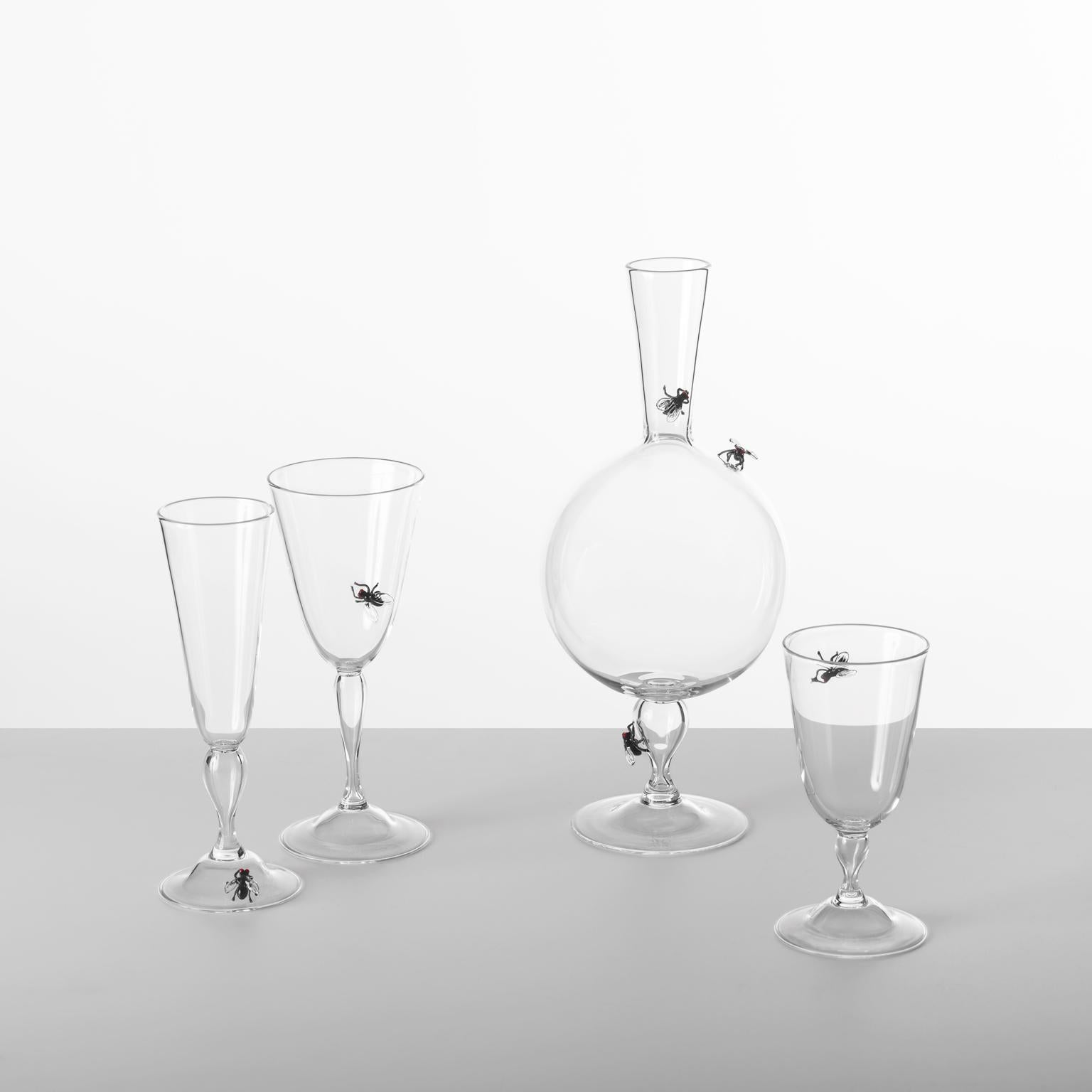 'Vanitas Wine Set' Hand Blown Glass Decanter and Wine Glasses by Simone Crestani 1