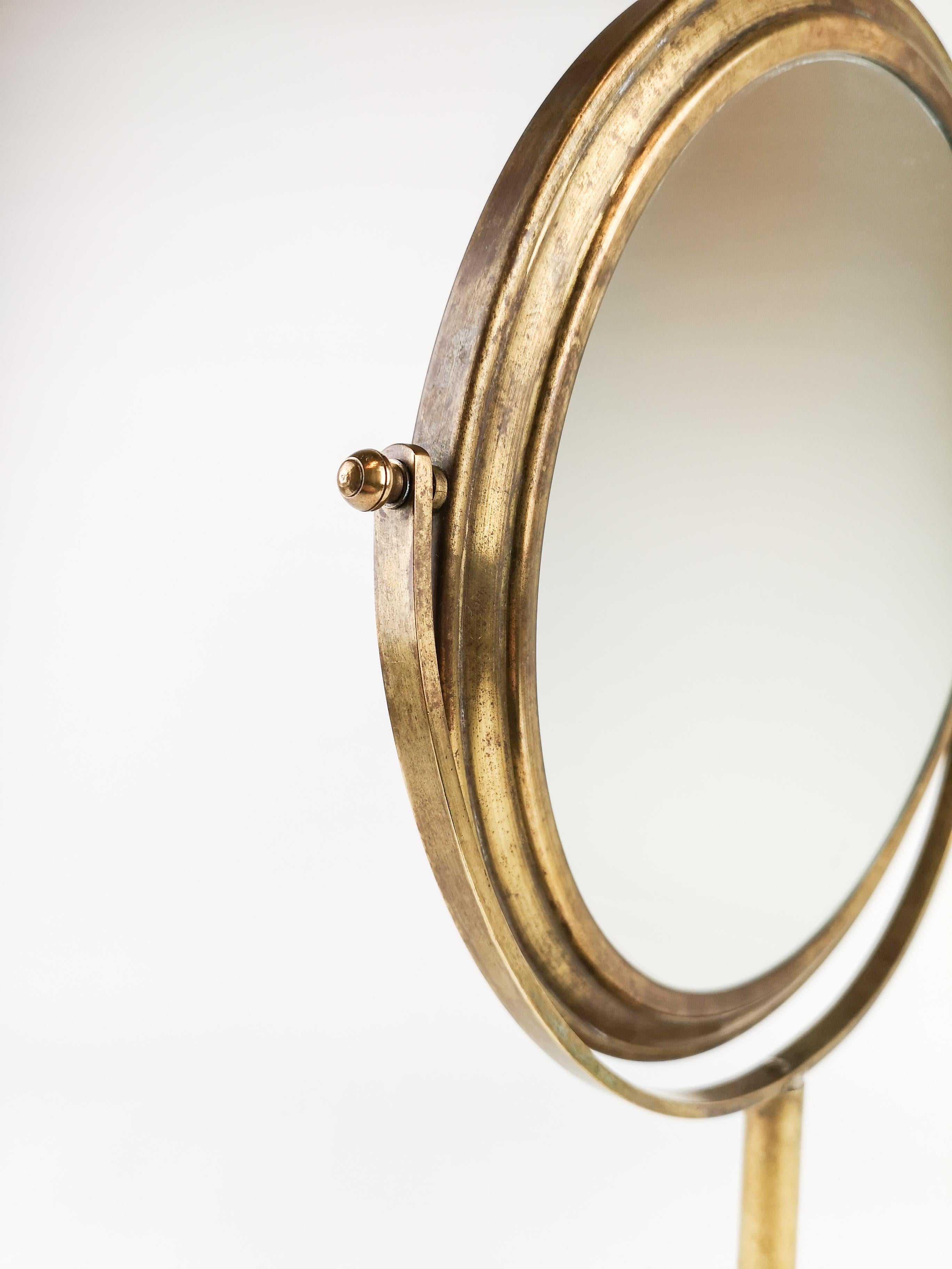 Vanity Brass Mirror Midcentury, Sweden 5