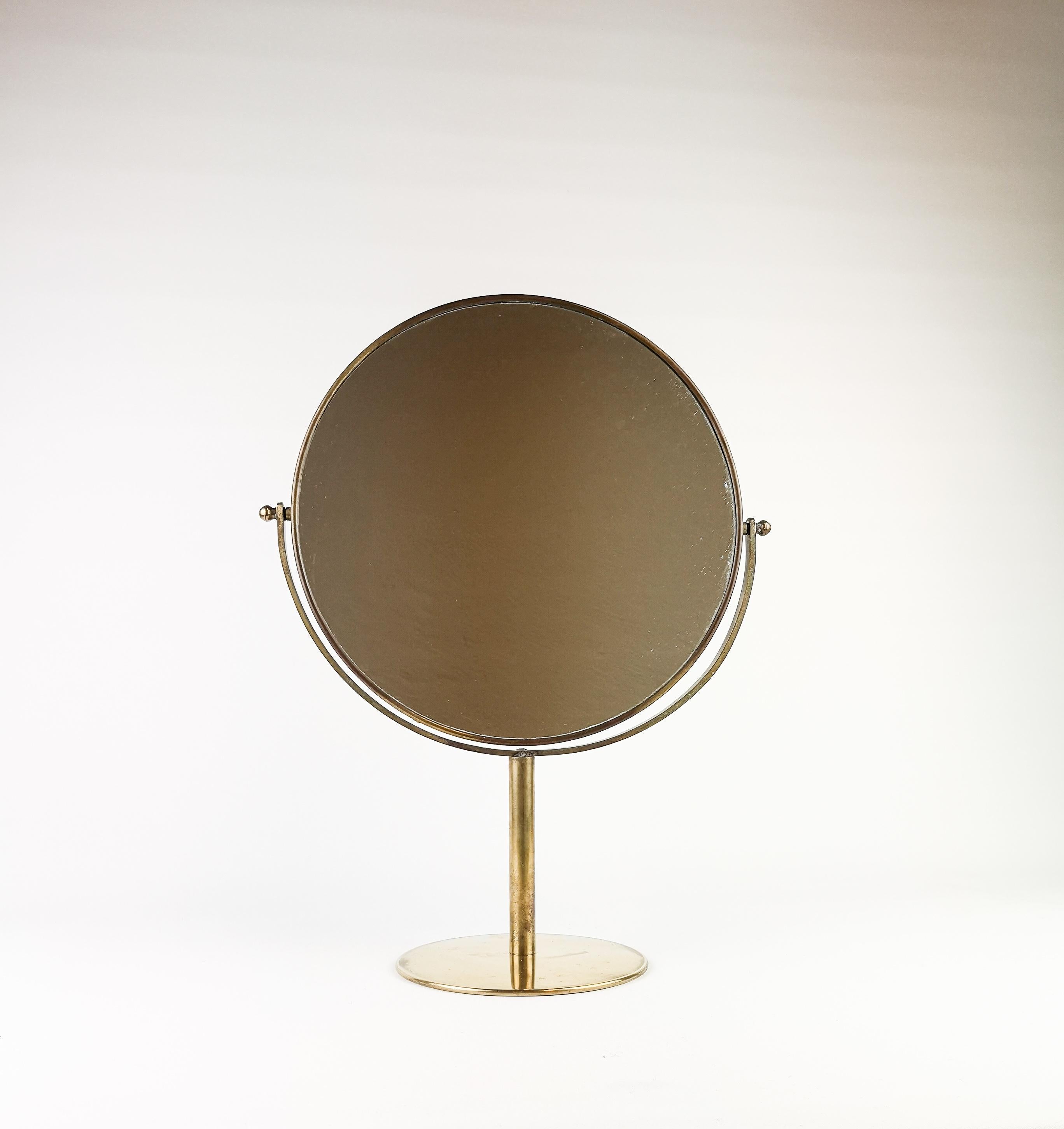 Vanity Brass Mirror Midcentury, Sweden (Moderne der Mitte des Jahrhunderts)