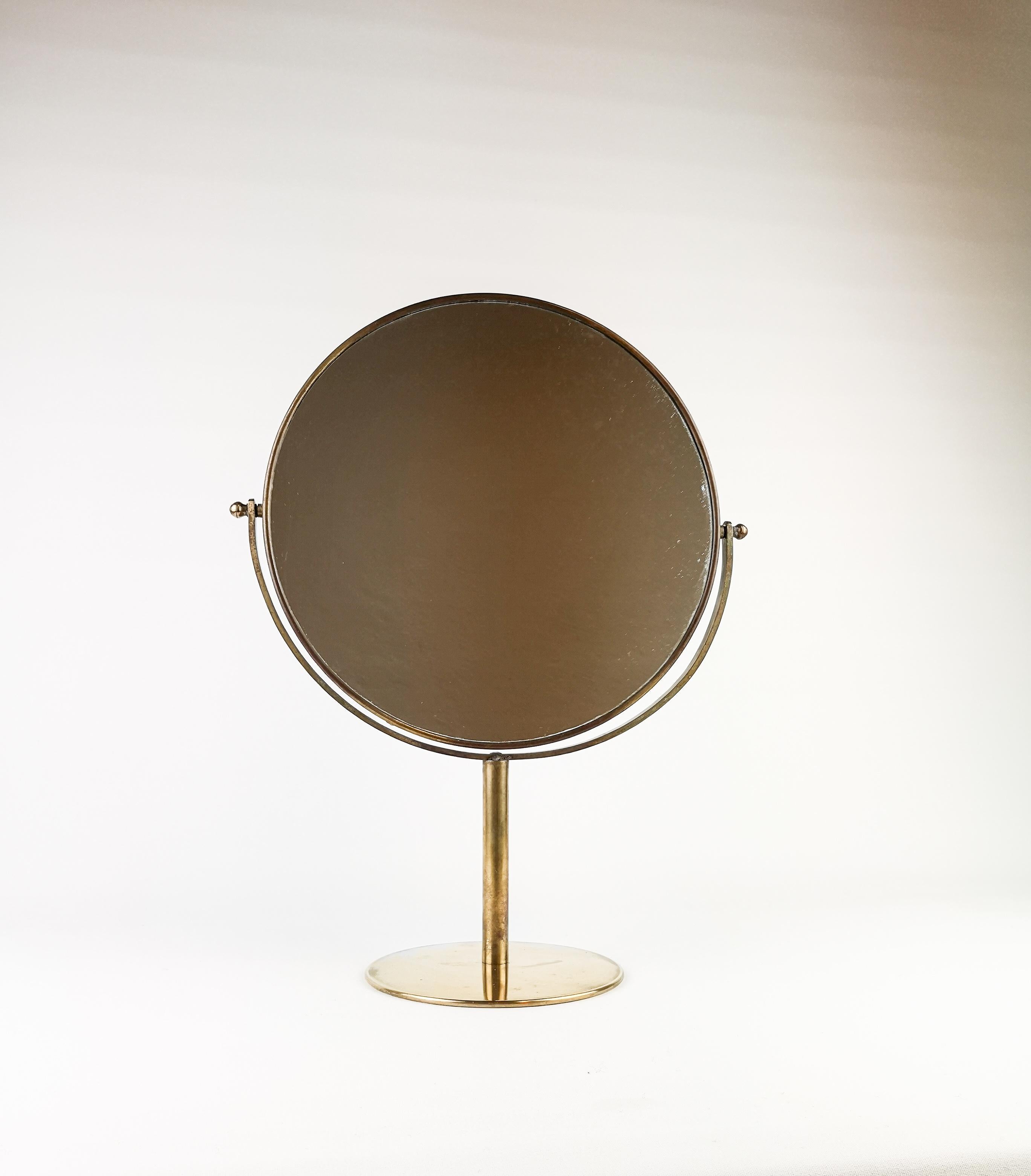 Vanity Brass Mirror Midcentury, Sweden (Schwedisch)