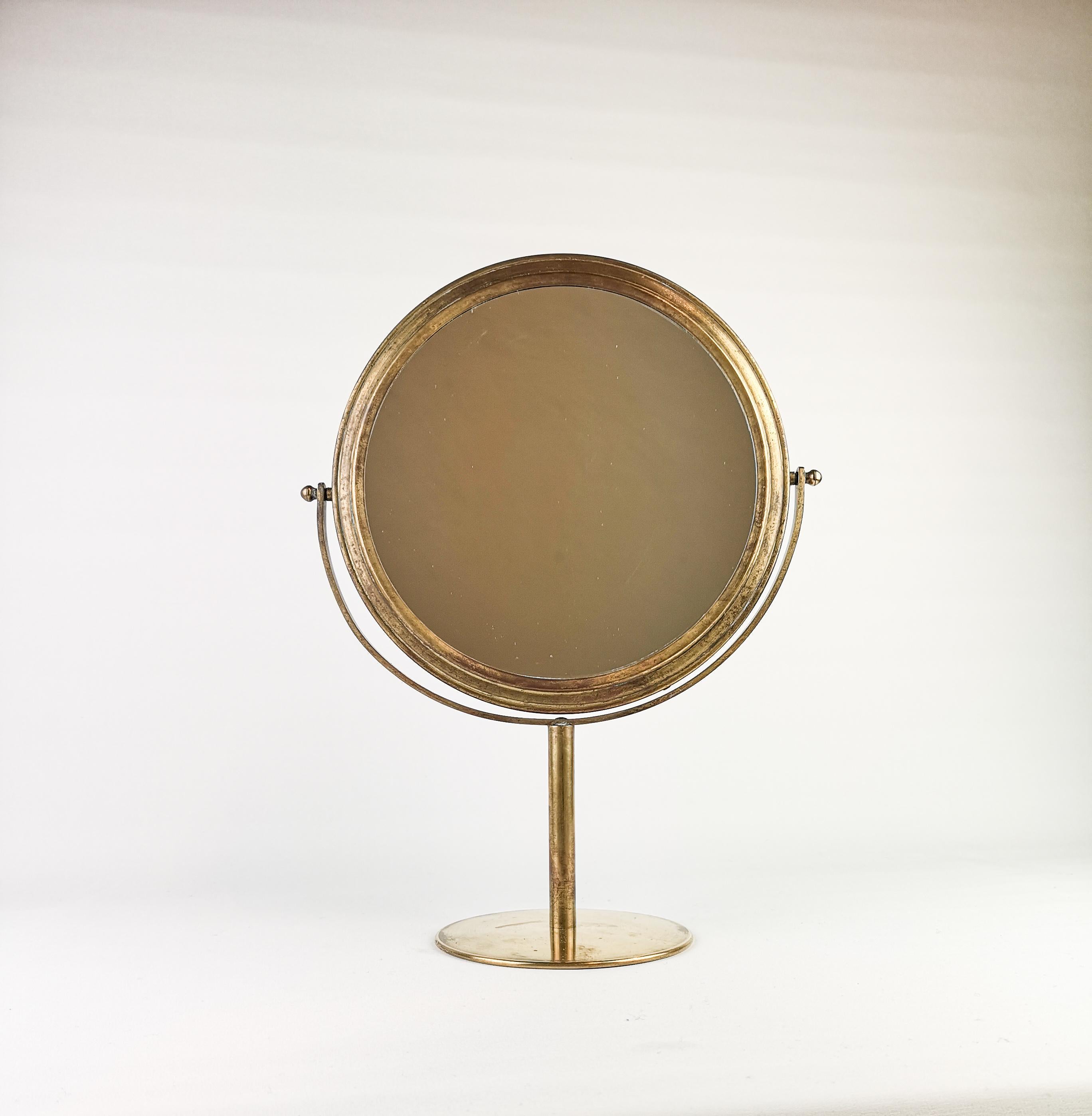 Vanity Brass Mirror Midcentury, Sweden (Mitte des 20. Jahrhunderts)