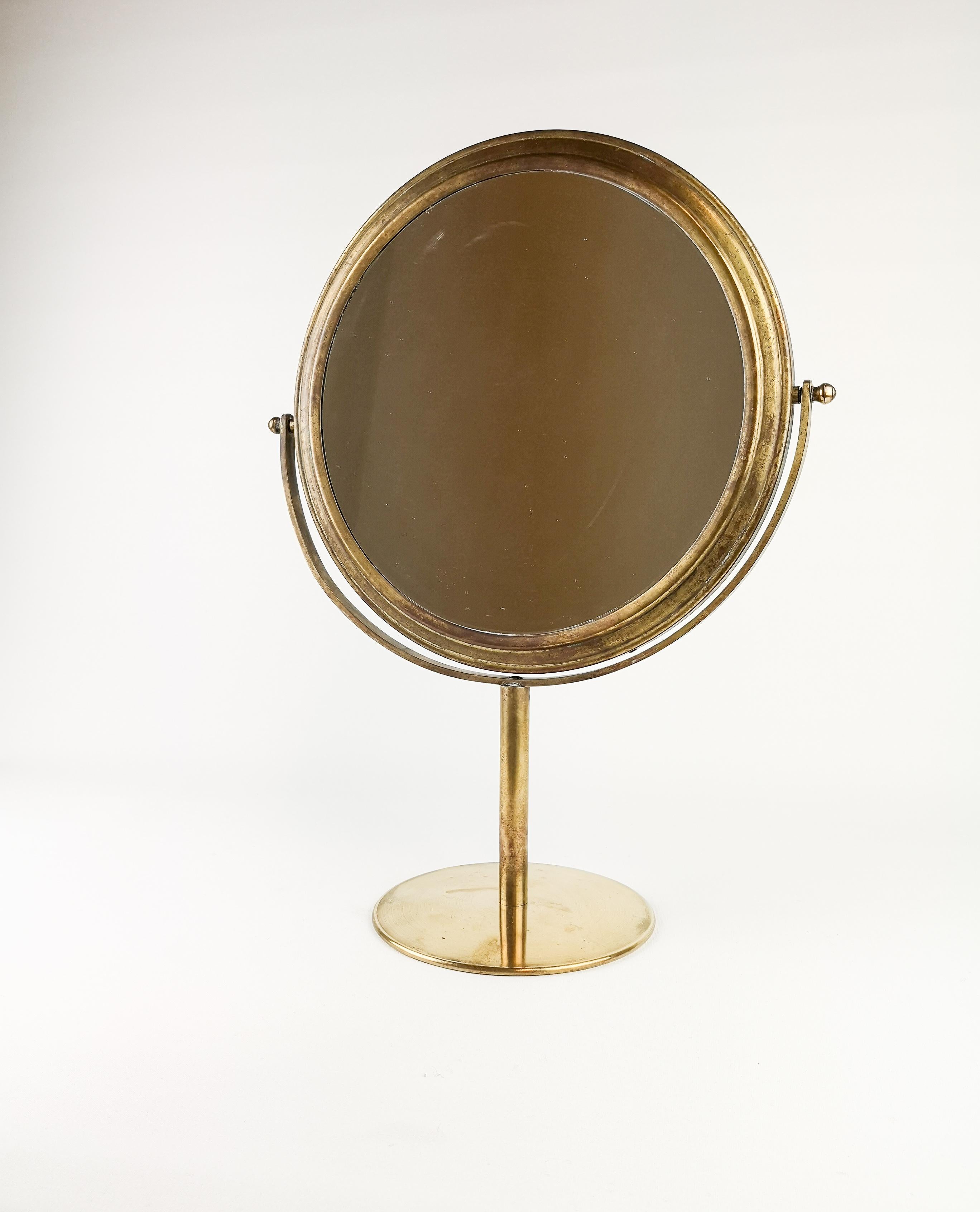 Vanity Brass Mirror Midcentury, Sweden (Messing)