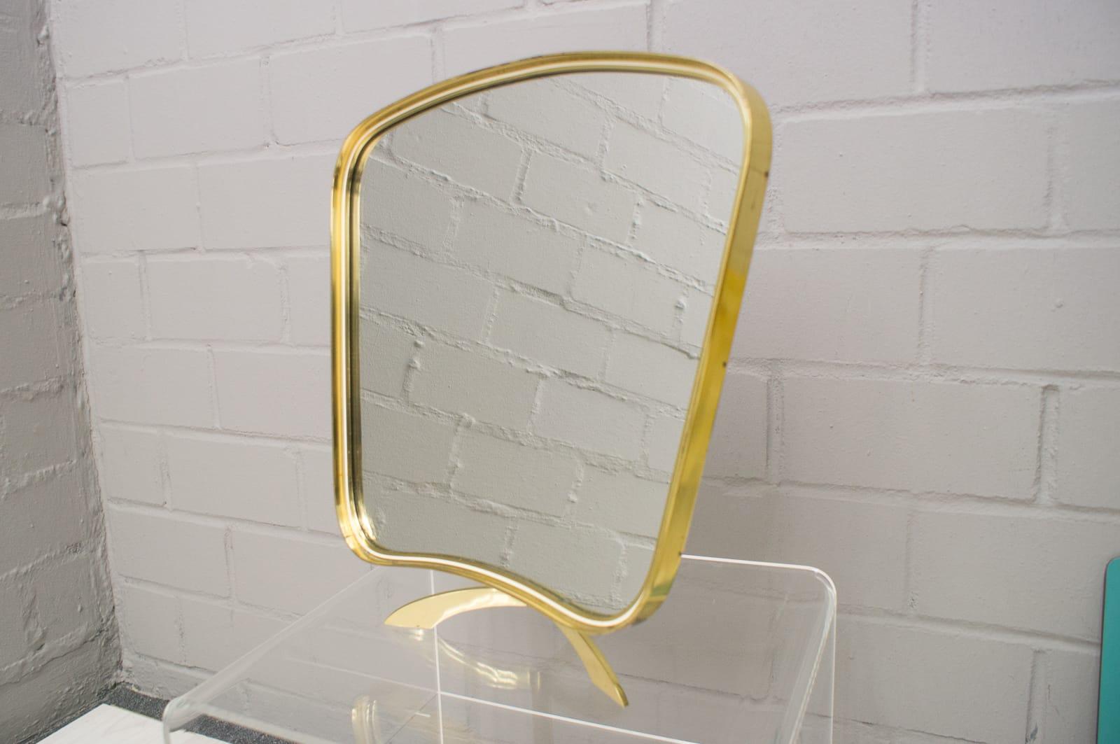 Vanity Brass Table Mirror by Vereinigte Werkstätten München, Germany, 1950s For Sale 5