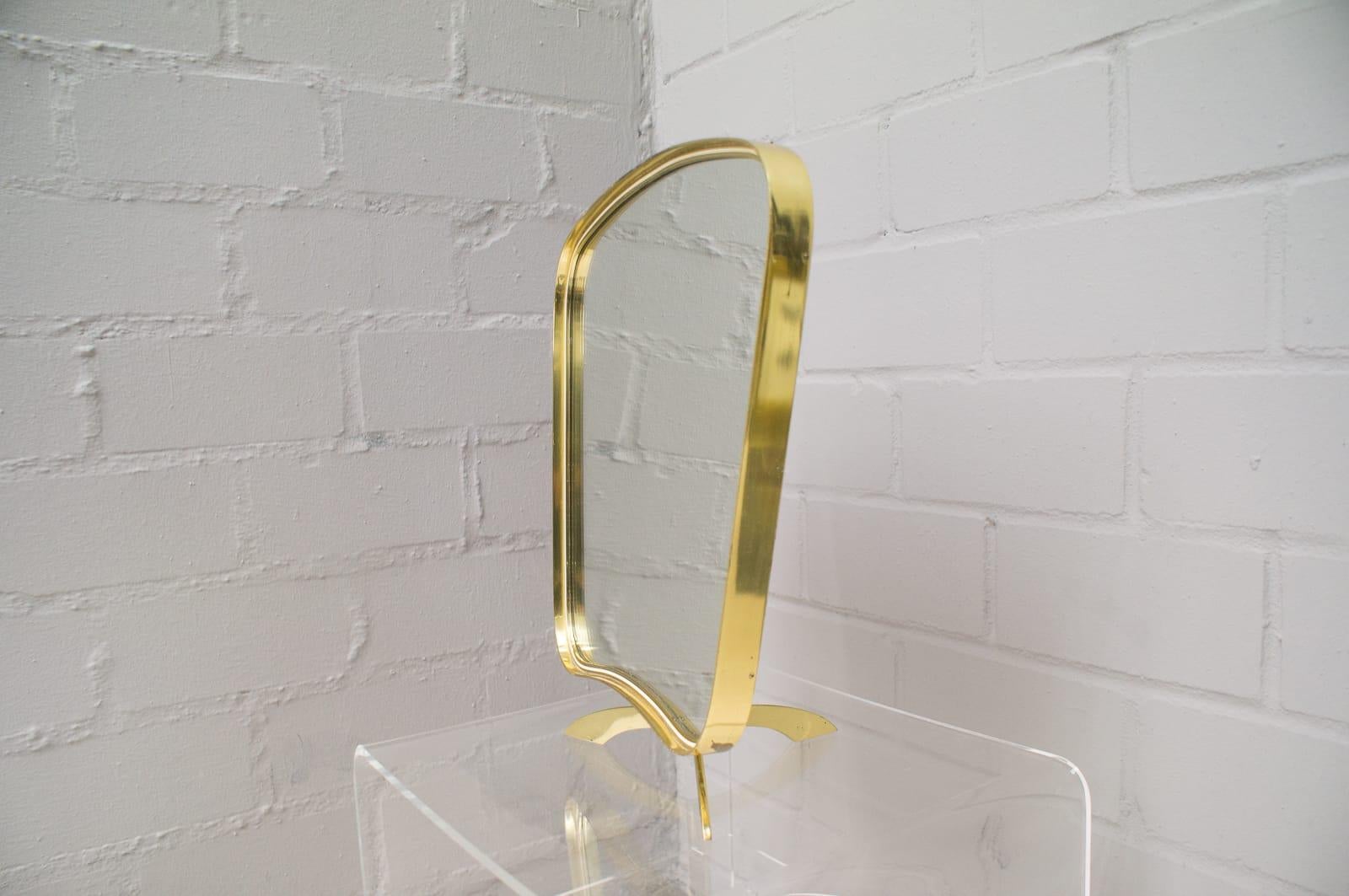 Hollywood Regency Vanity Brass Table Mirror by Vereinigte Werkstätten München, Germany, 1950s For Sale