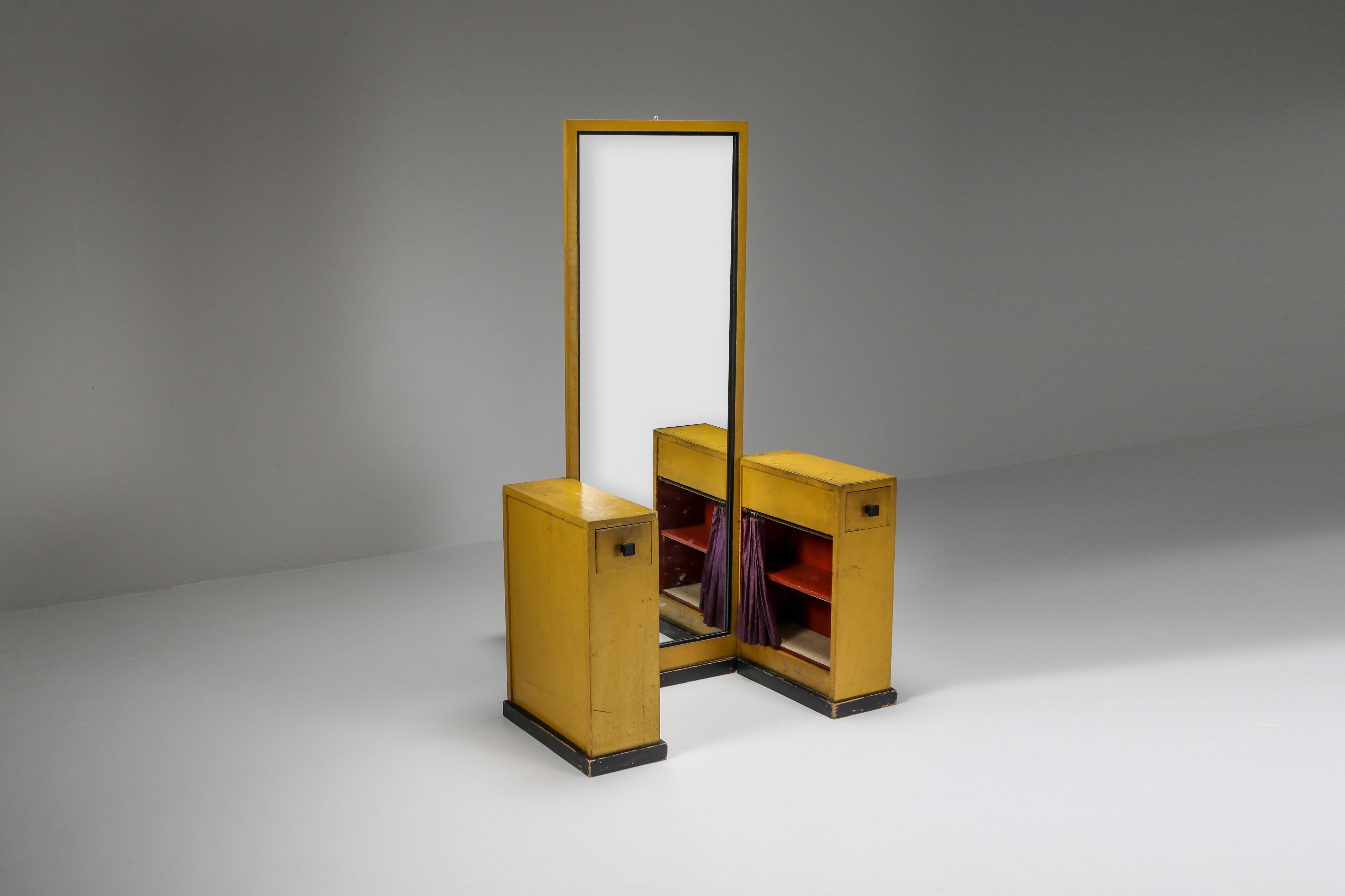 Modernist yellow vanity, Hendrik Wouda, H. Pander & Zonen, Netherlands, 1924.

Painted pine, marble, silk.

The Interbellum, the period between the two World Wars, was a time when culture Dutch blossomed. Architects, designers and artists set