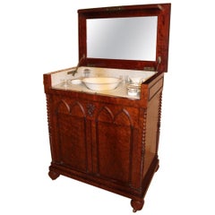 Vanity Cabinet In Speckled Mahogany Style Troubadour Nineteenth 