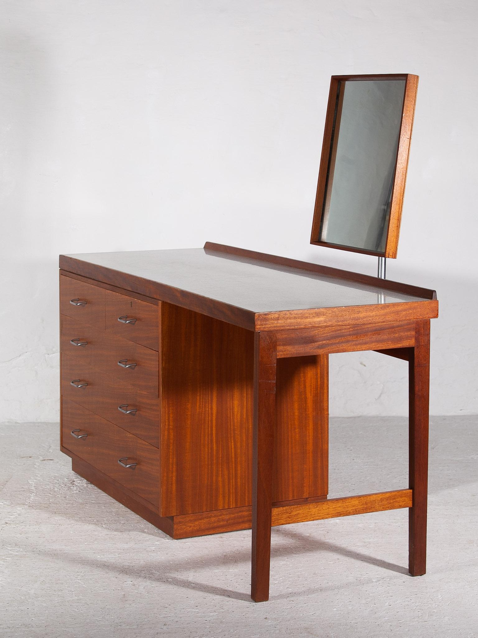 Hand-Crafted Vanity Chest of Drawers, Sideboard & Mirror Mid-Century Modern by Frank Guille