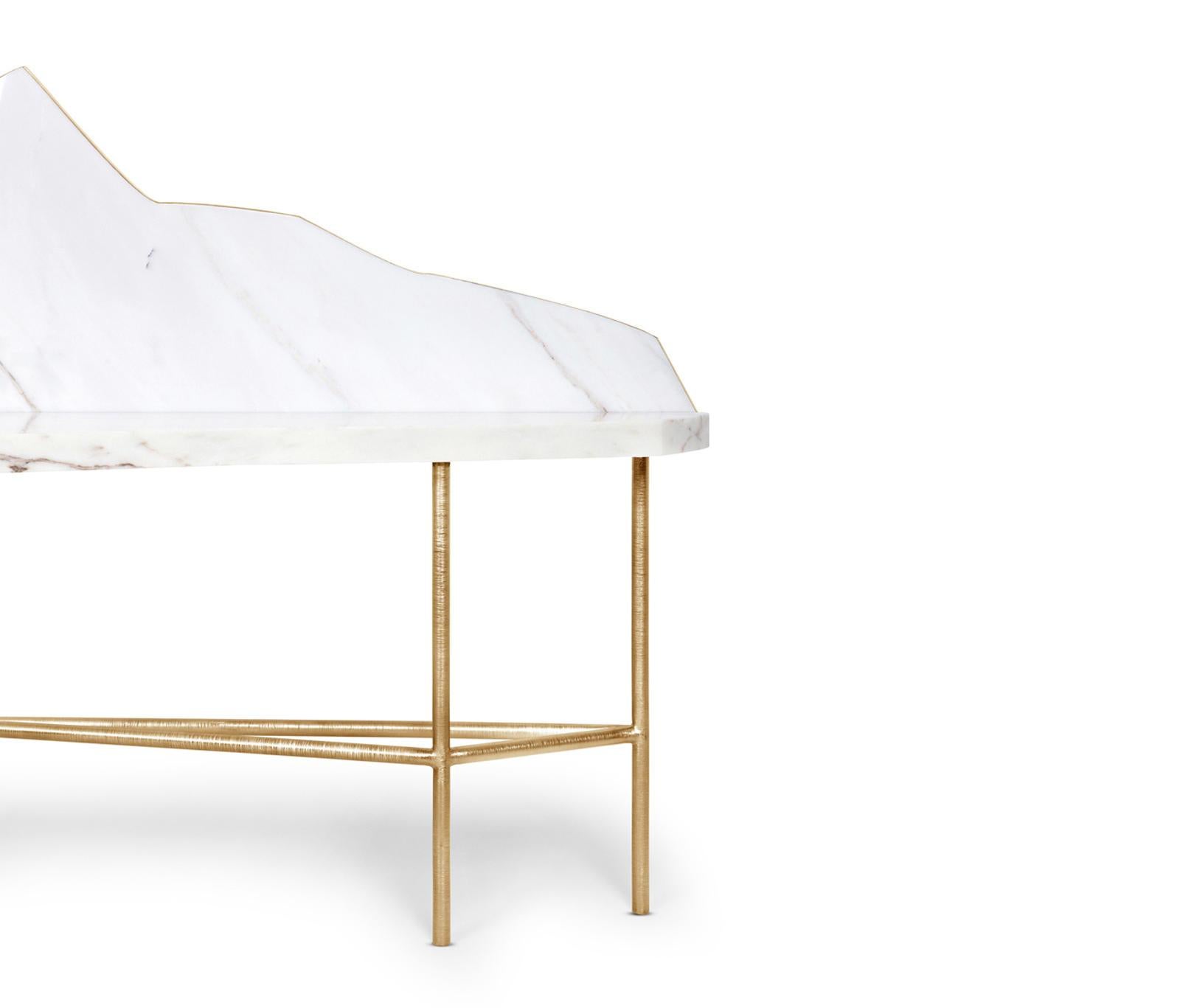 Modern Vanity Desk in Estremoz Marble & Polished Brass For Sale
