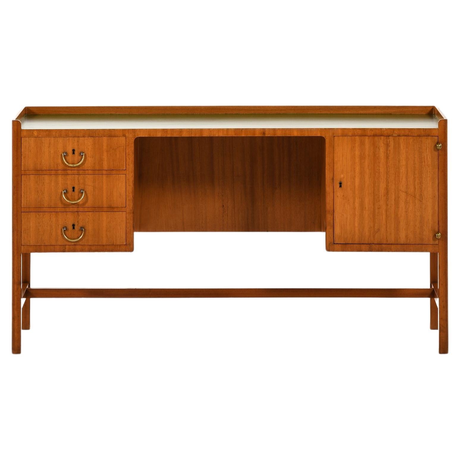 Vanity / Desk in Mahogany and Brass by Josef Frank, 1950's For Sale