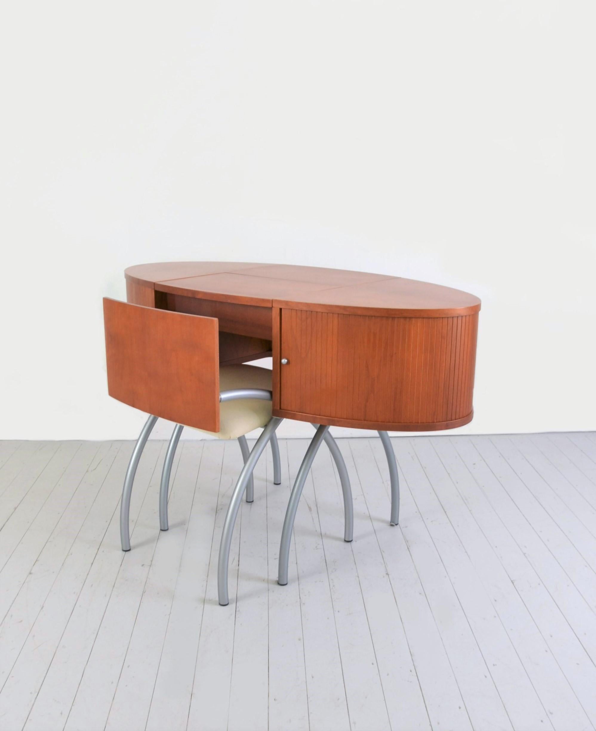 Cherry Vanity Desk Postmodern 1980s Including Chair For Sale