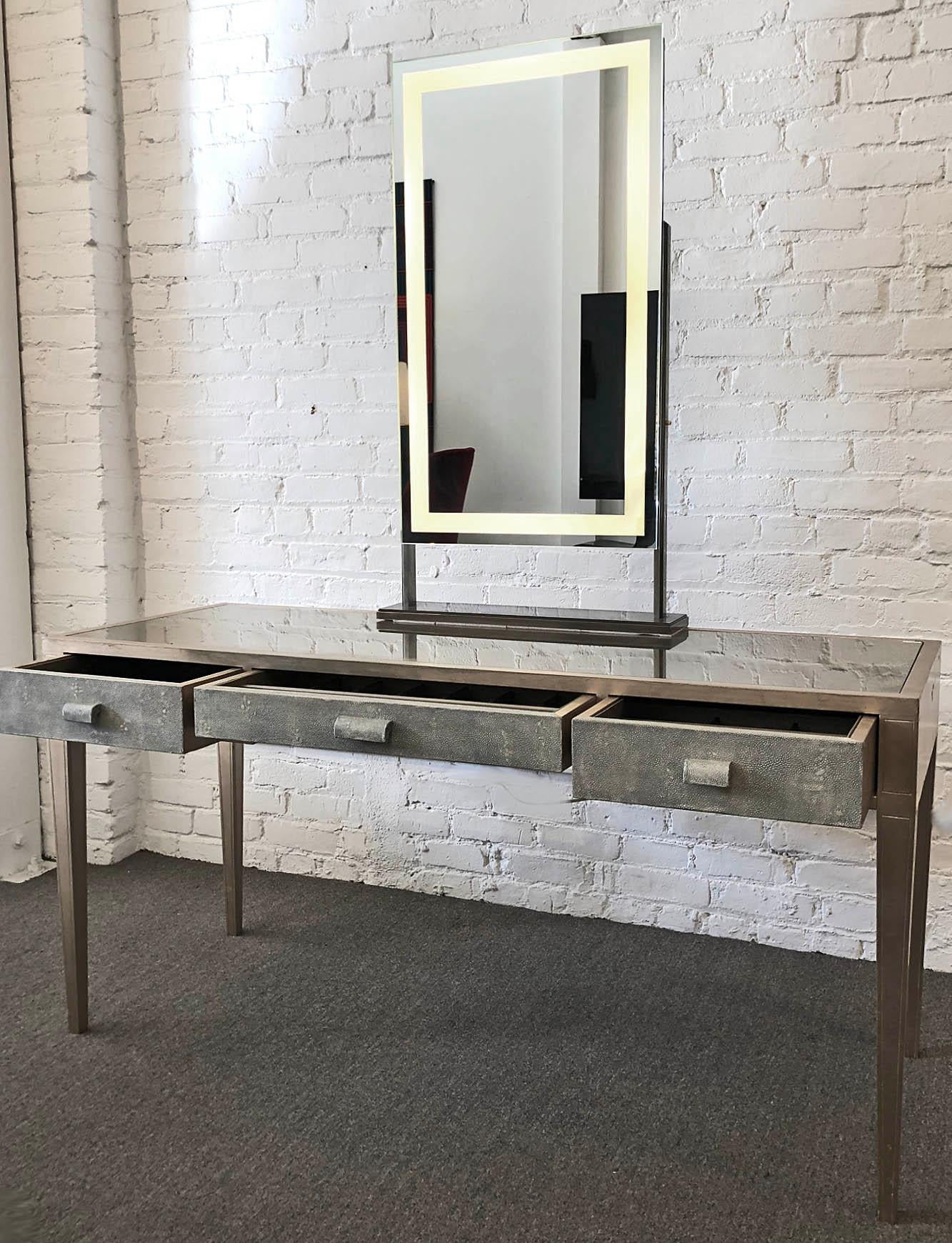 Modern Vanity Desk with Illuminated Mirror