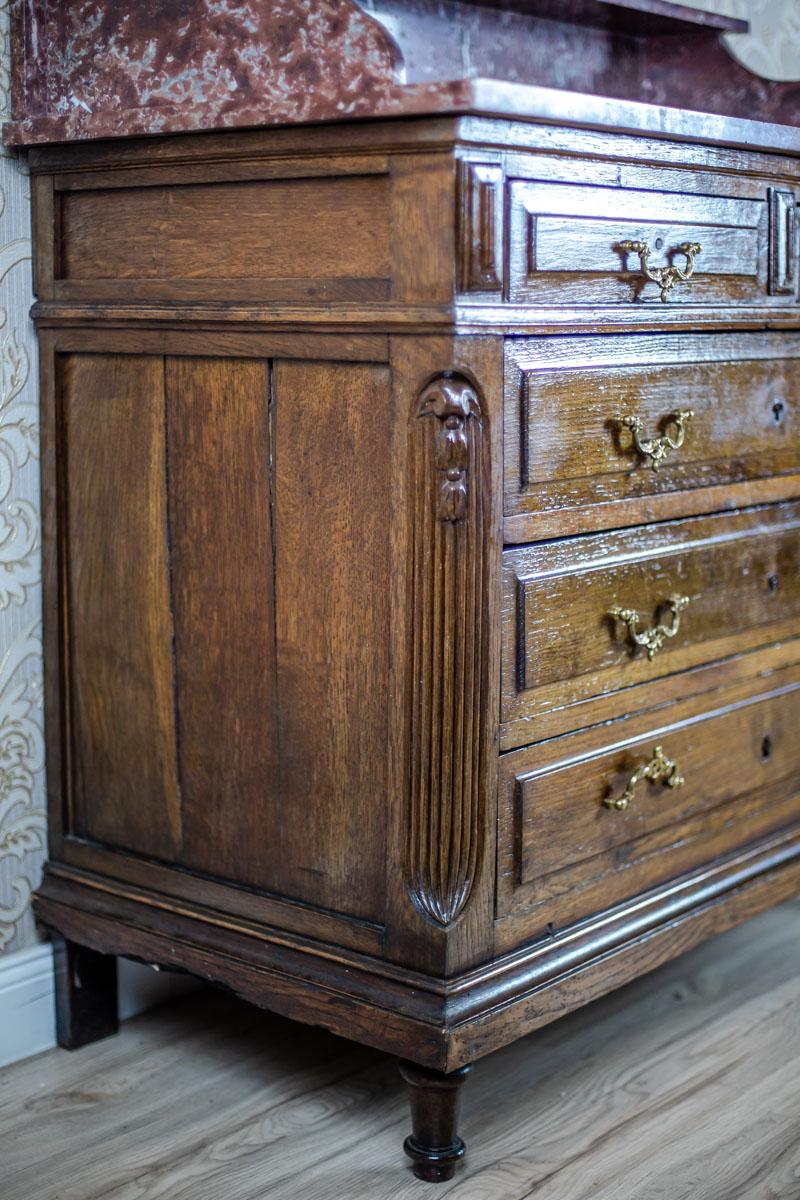 Walnut Vanity Dresser from the Interwar Period with Marble Top For Sale 2