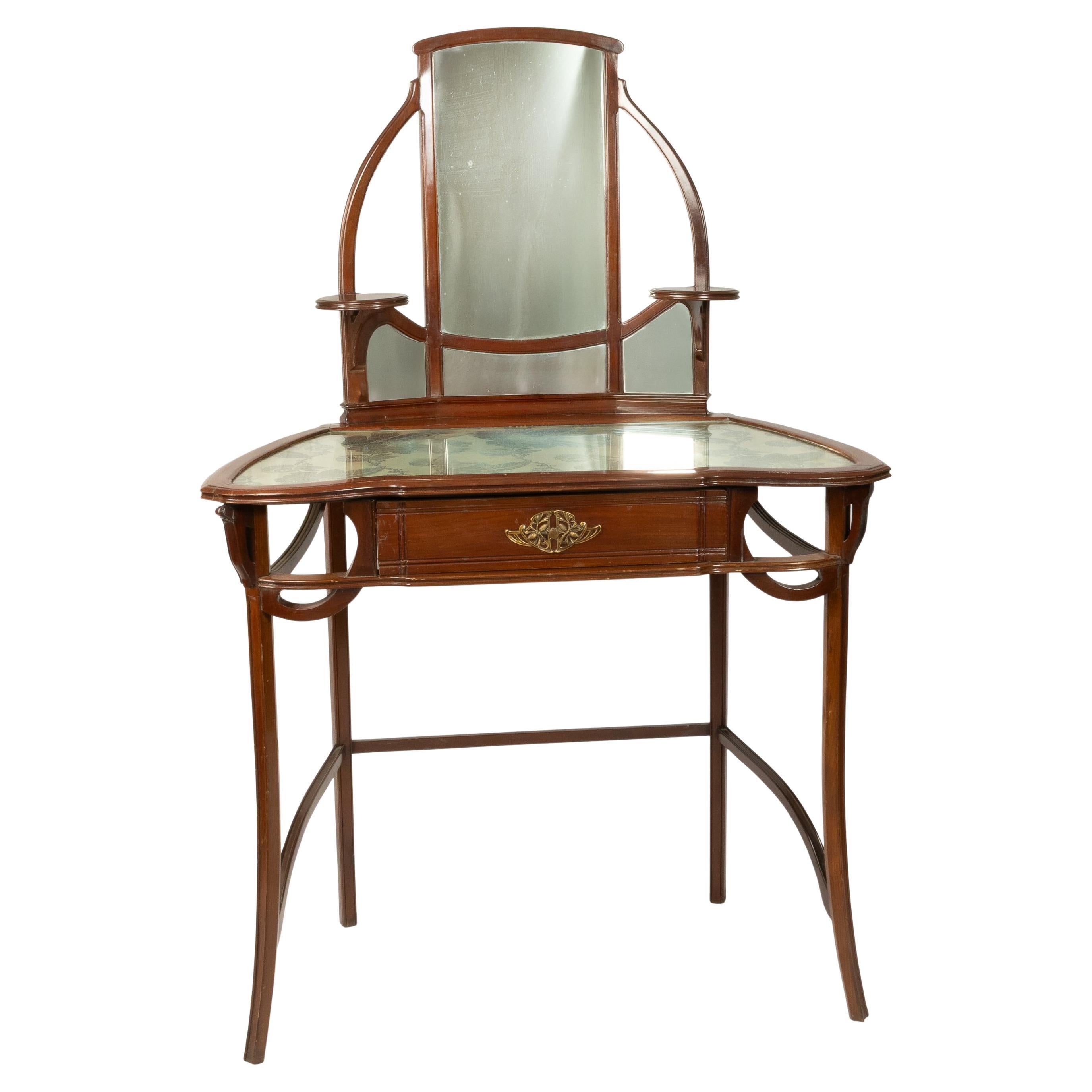 Consolle Vanity con specchio e motivi floreali, Art Nouveau, anni 
20 in vendita