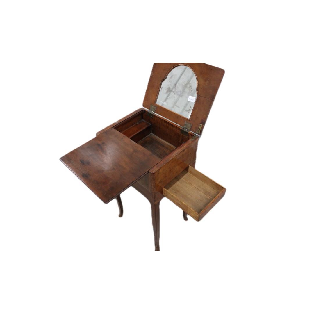 19th Century Vanity Dressing Table w/ Mirror & Drawer For Sale