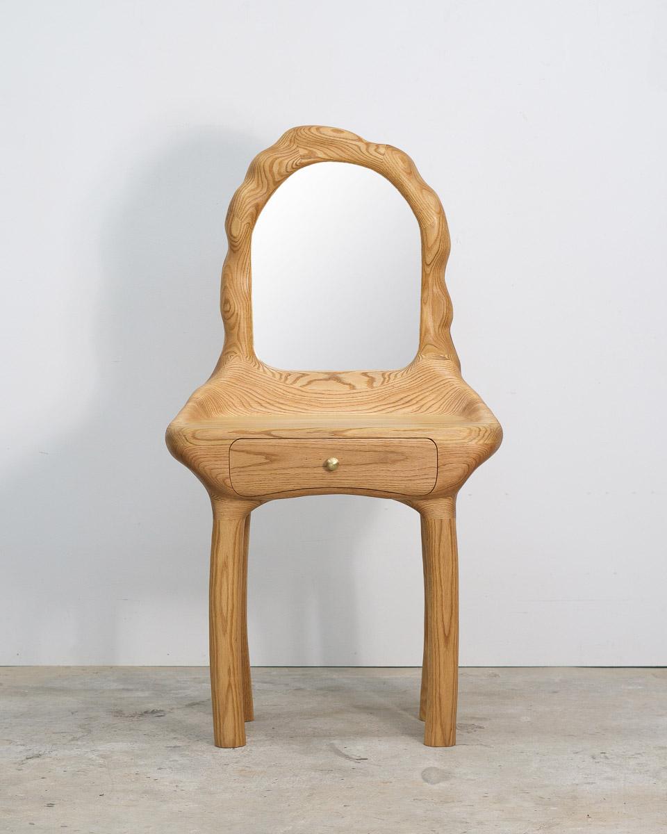 Waschtisch / Schminktisch mit Spiegel - Red Oak Wood Sculptural Organic Shaped im Angebot 2