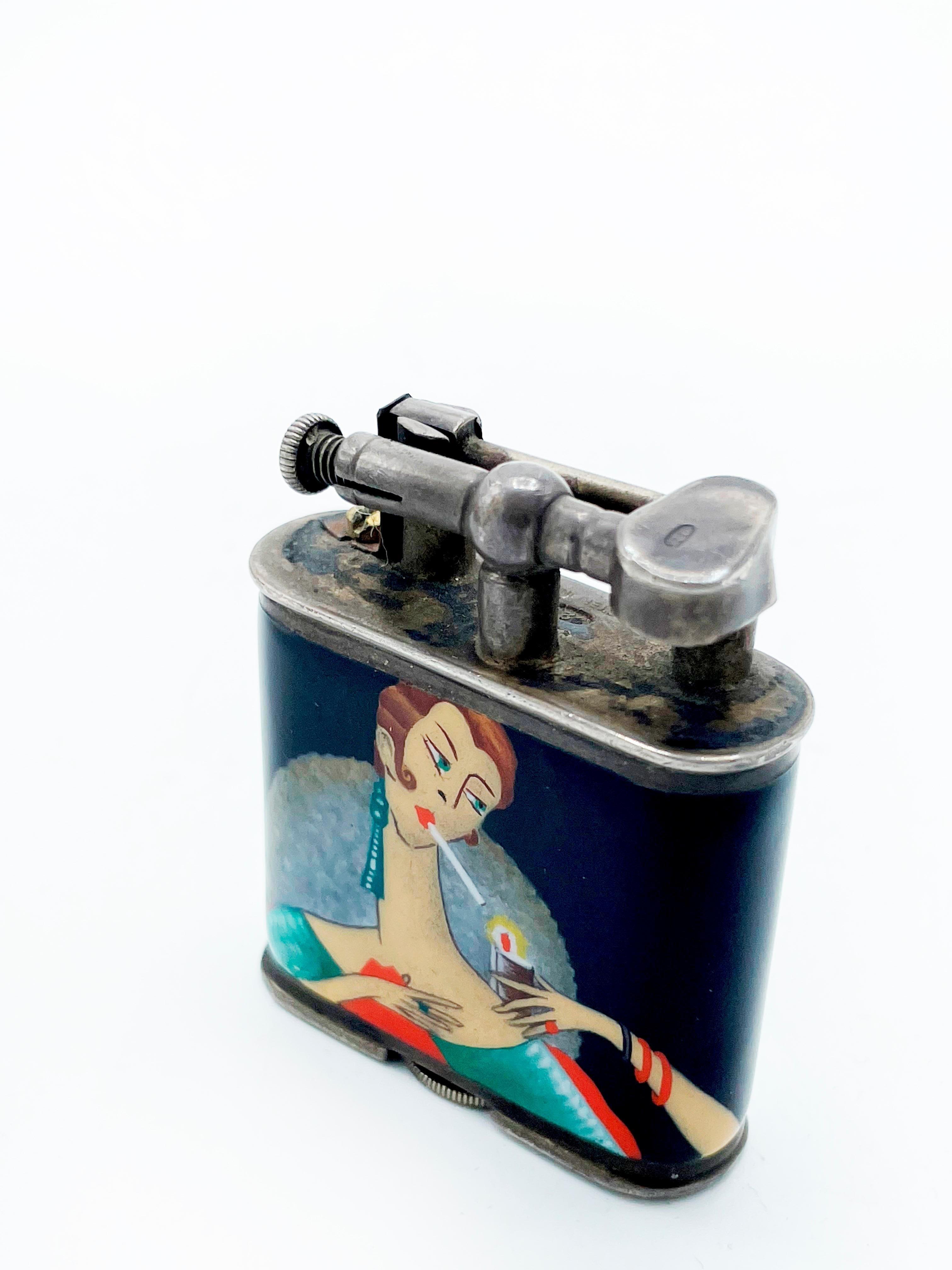 English Vanity Dunhill London Lighter & art deco enamel , 1928 England
