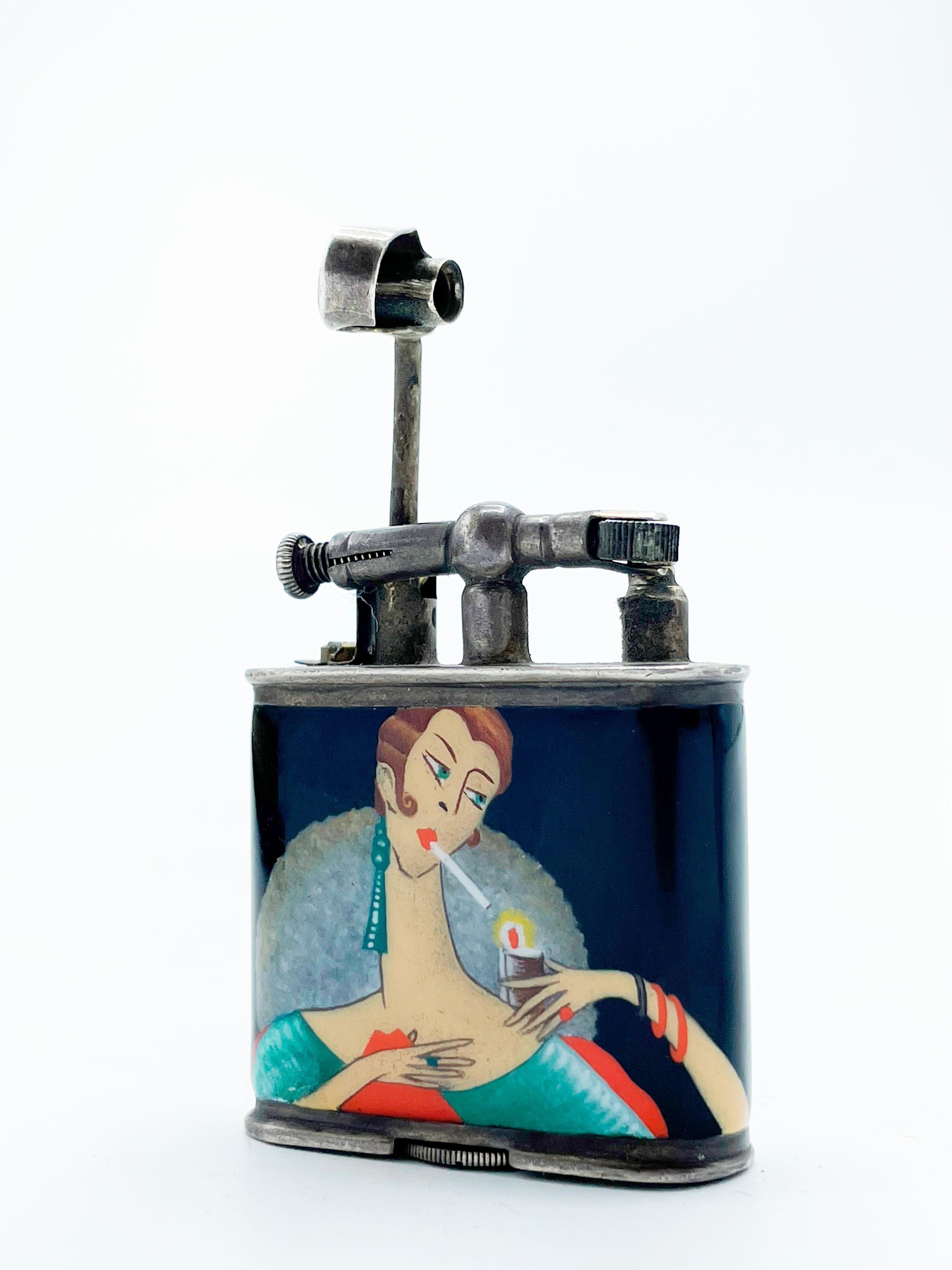 Enameled Vanity Dunhill London Lighter & art deco enamel , 1928 England