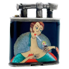 Antique Vanity Dunhill London Lighter & art deco enamel , 1928 England