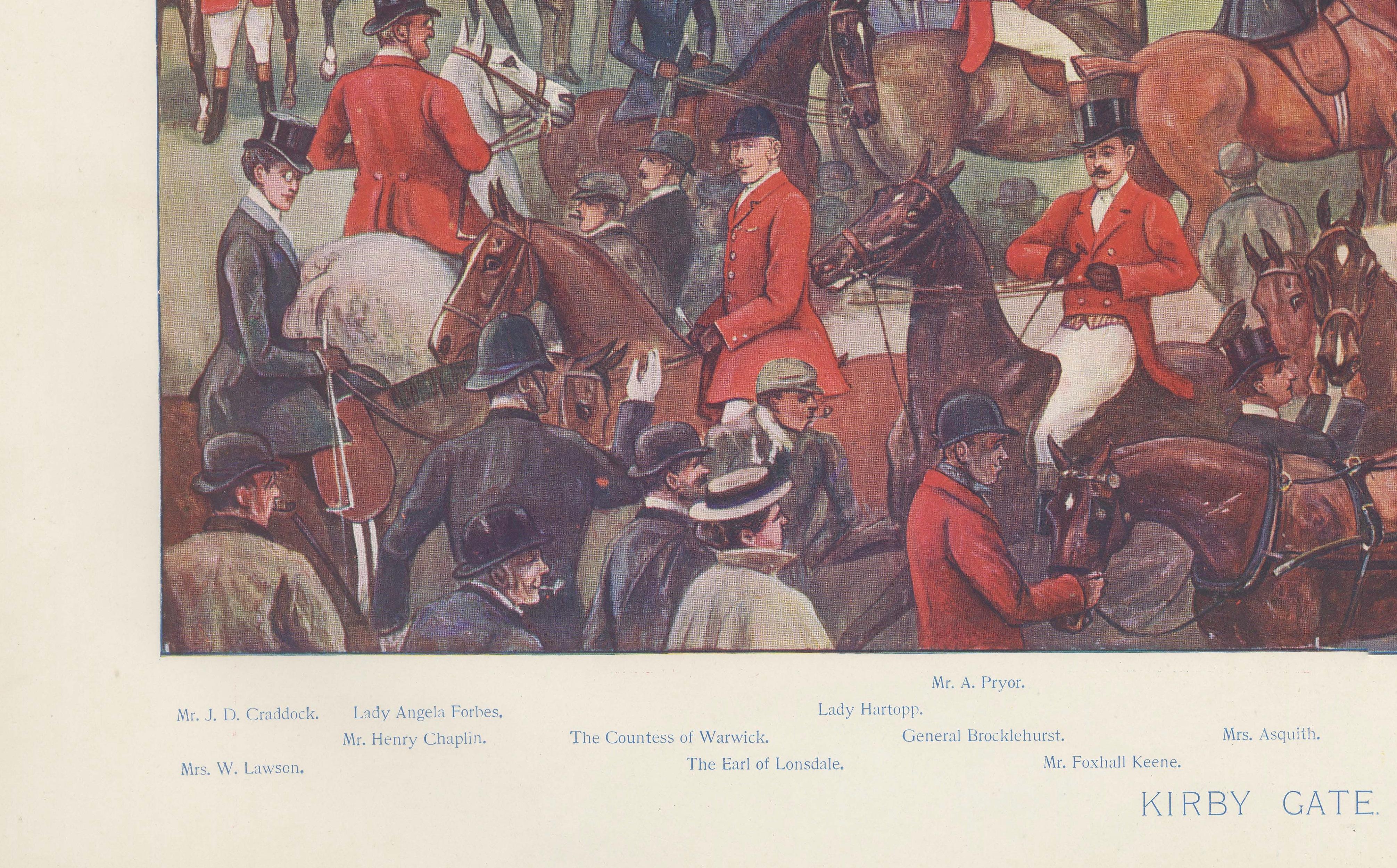 Vanity Fair Fox Hunting Chromolithograph, Quorn Hunt at Kirby Gate, 1901