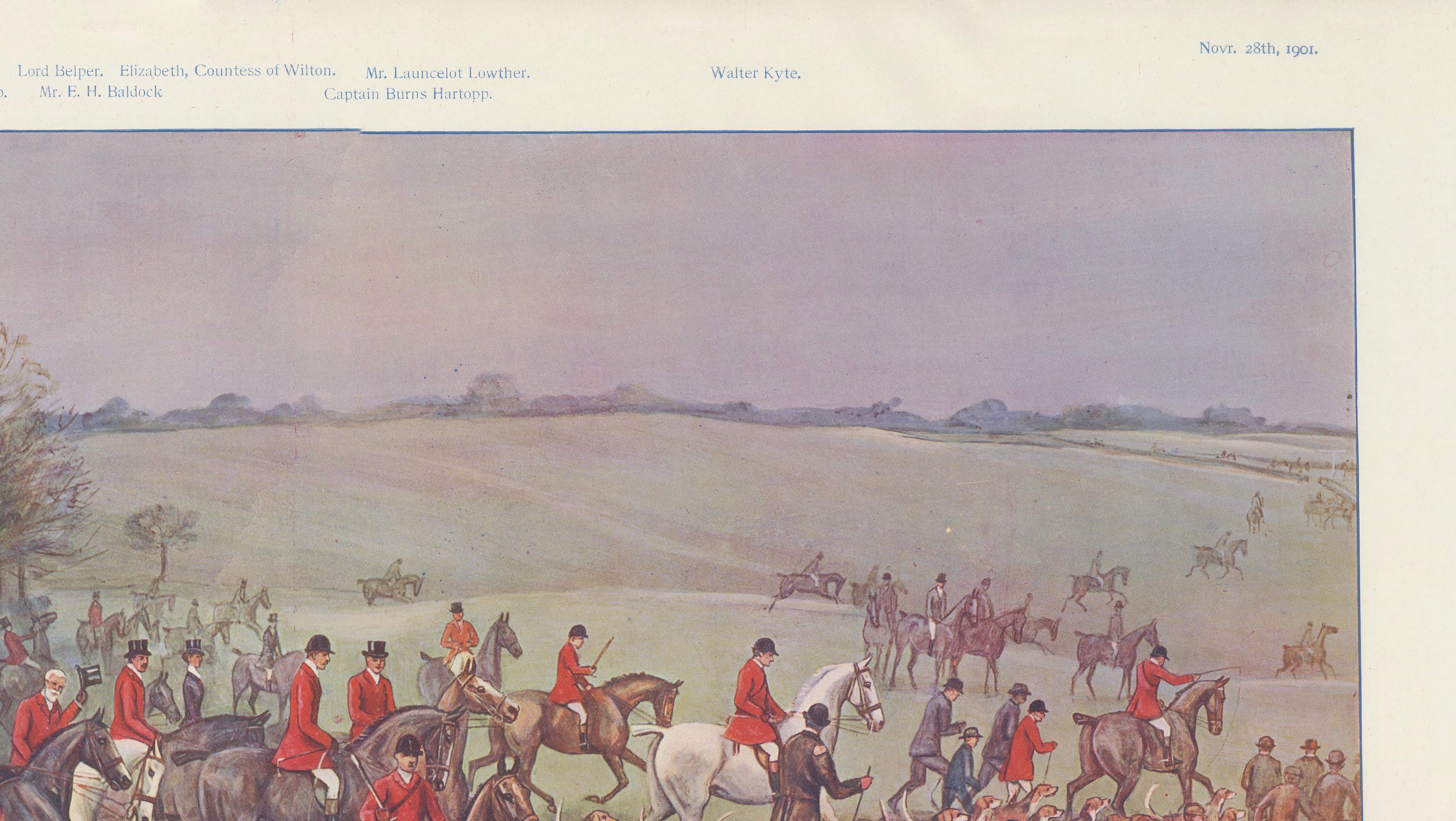 Vanity Fair Fox Hunting Chromolithograph, Quorn Hunt at Kirby Gate, 1901