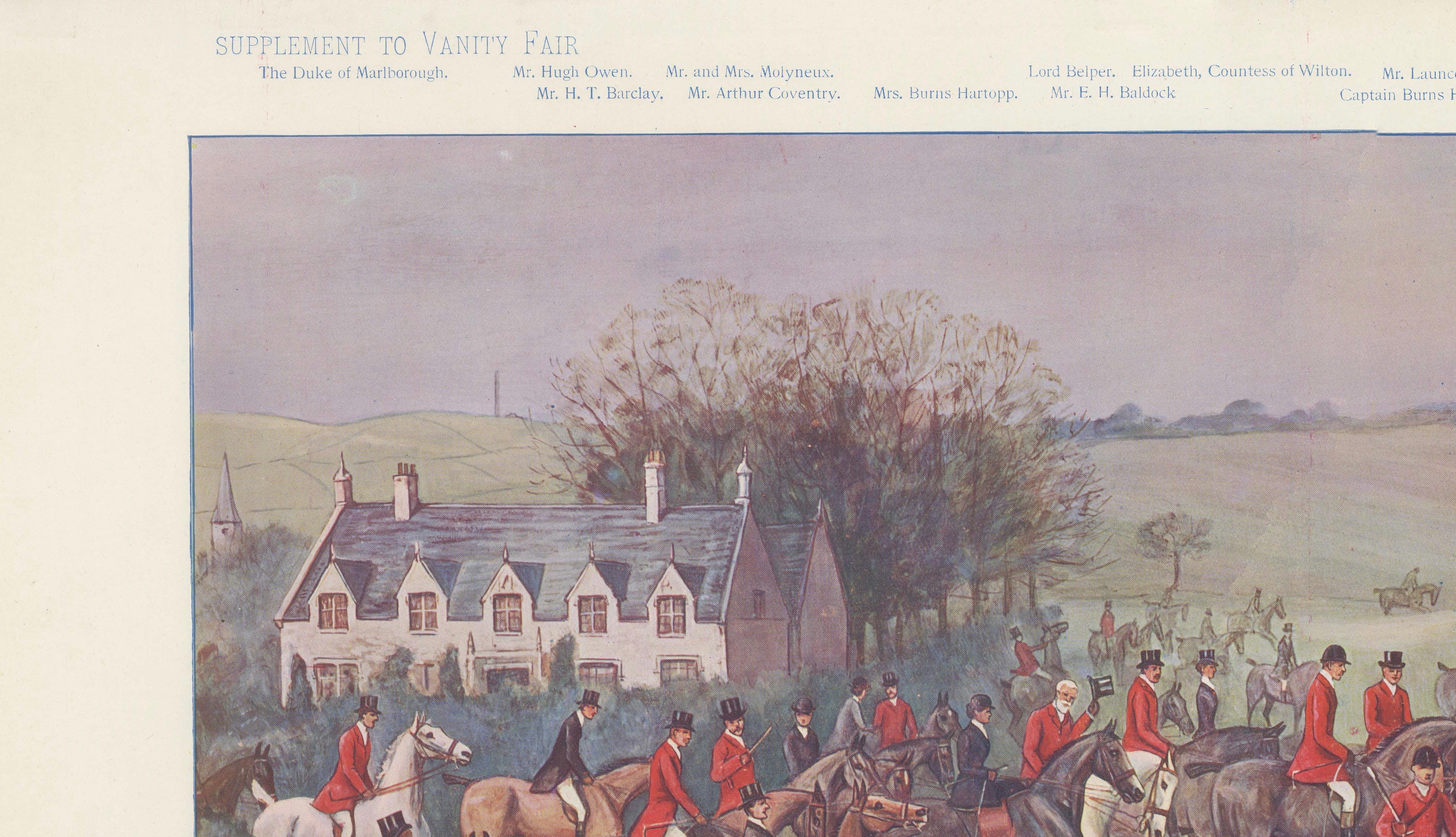 Vanity Fair Fox Hunting Chromolithograph, Quorn Hunt at Kirby Gate, 1901