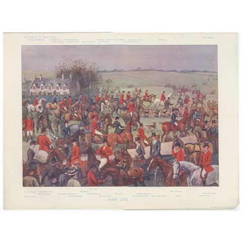 Vanity Fair Fox Hunting Chromolithograph, Quorn Hunt at Kirby Gate, 1901