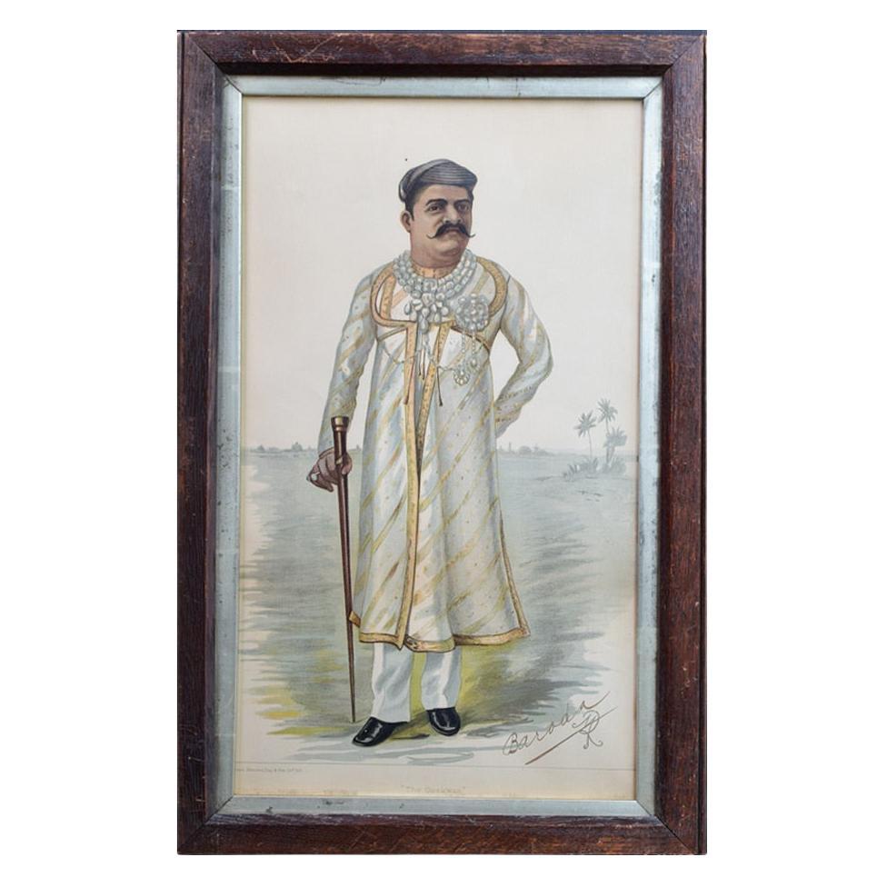 Vanity Fair Framed Signed Print from Gaekwar Baroda, circa 1901 For Sale