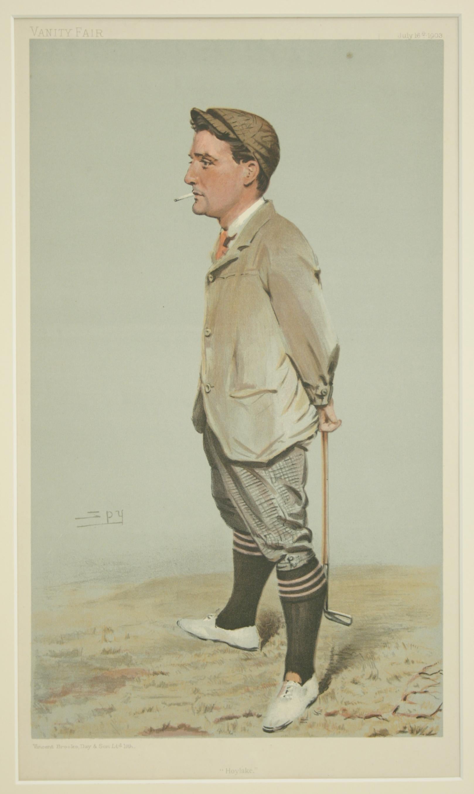 English Vanity Fair Golf Print 'Horace Harold Hilton, Hoylake'