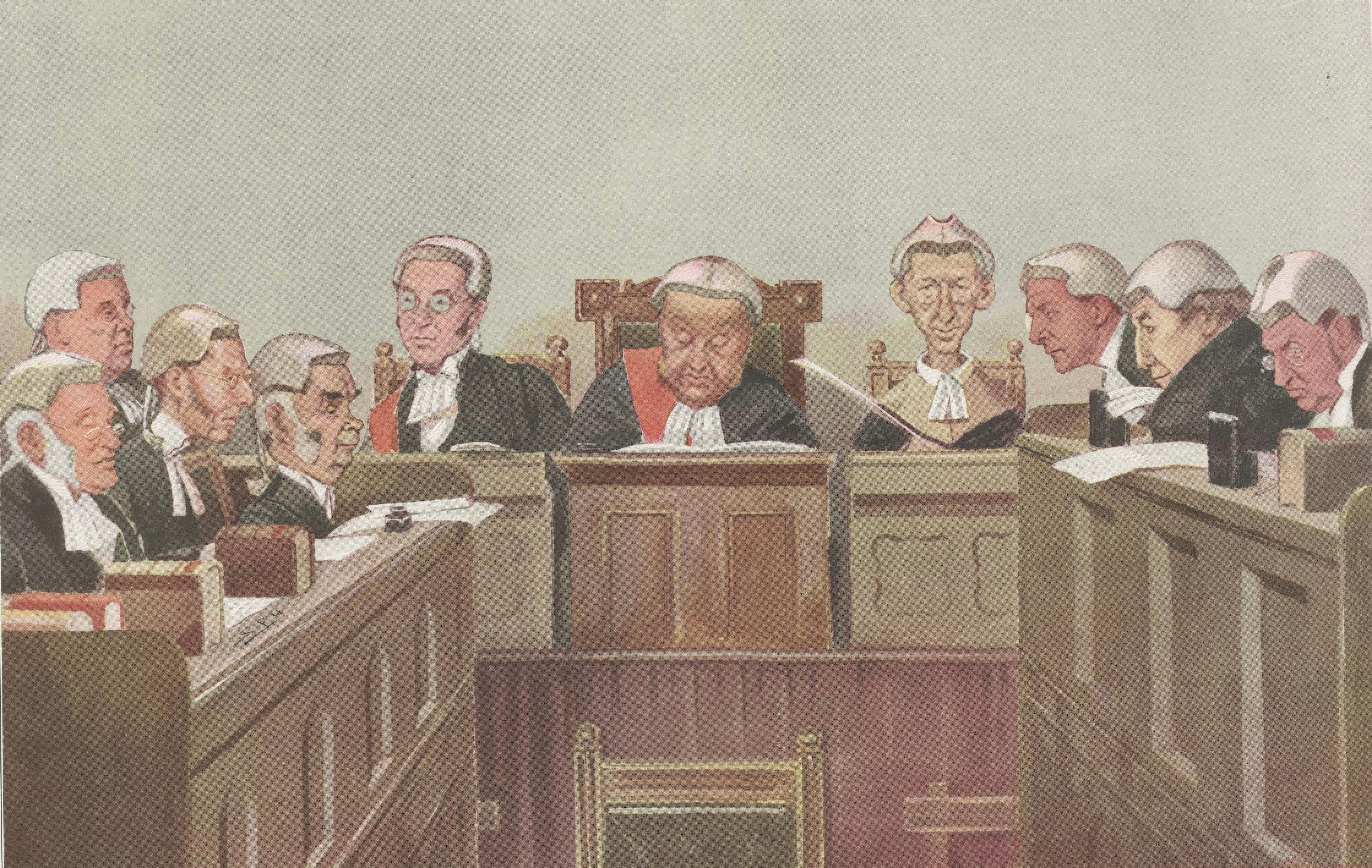 Vanity Fair “Heads of the Law” Judicial Caricature, British Courtroom Scene 1902