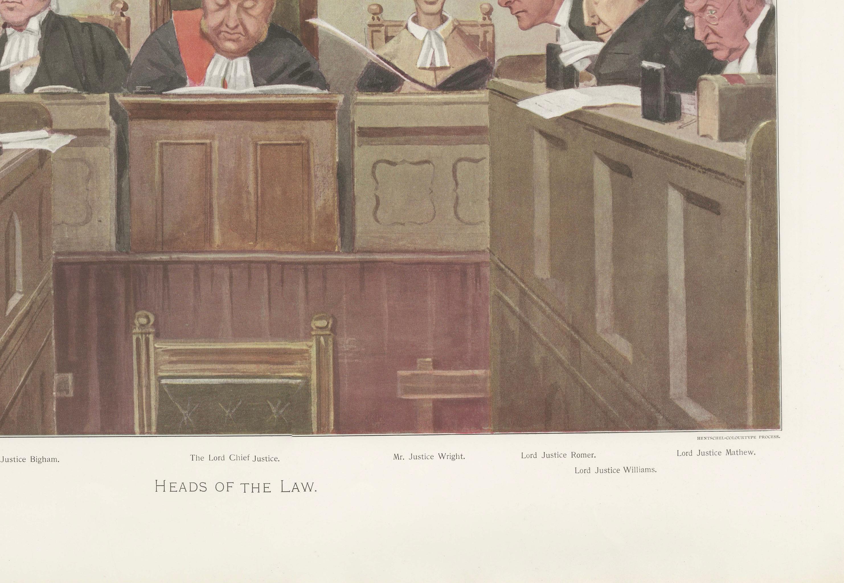 Vanity Fair “Heads of the Law” Judicial Caricature, British Courtroom Scene 1902