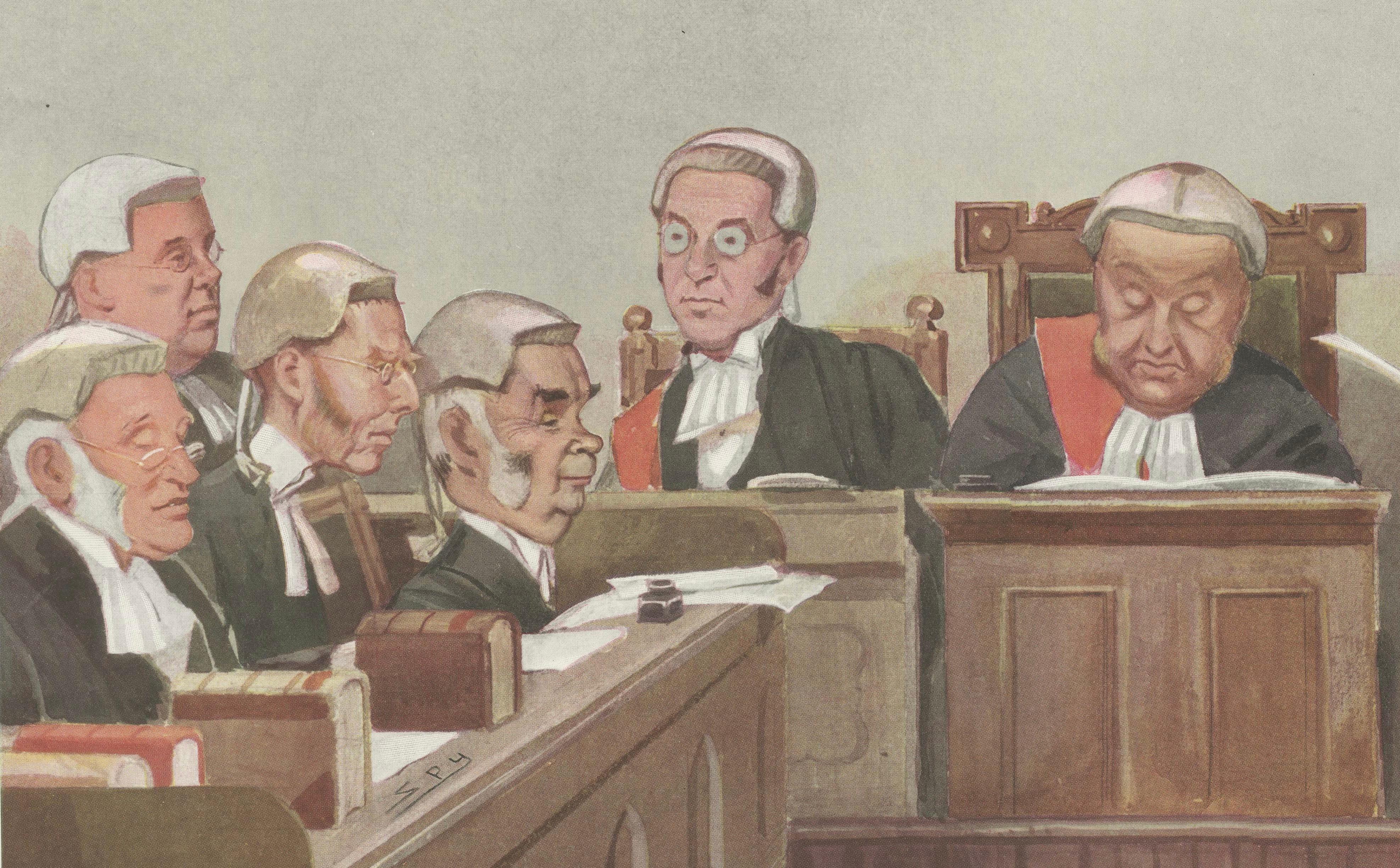Vanity Fair “Heads of the Law” Judicial Caricature, British Courtroom Scene 1902