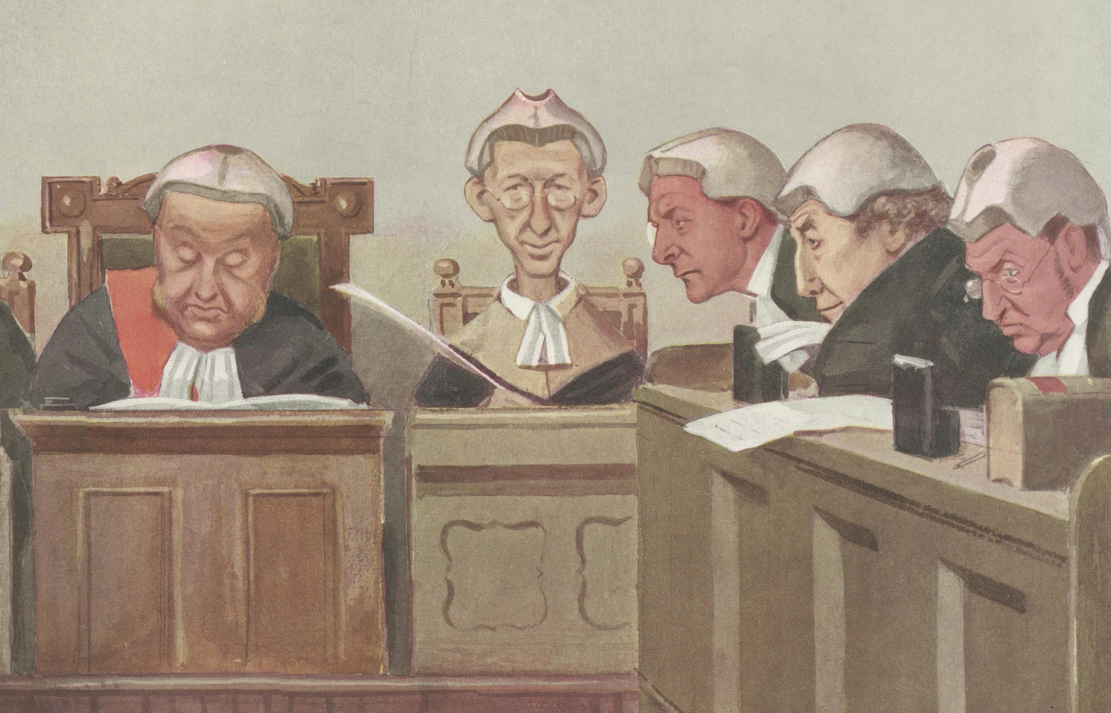 Vanity Fair “Heads of the Law” Judicial Caricature, British Courtroom Scene 1902