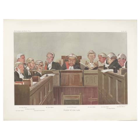 Vanity Fair “Heads of the Law” Judicial Caricature, British Courtroom Scene 1902