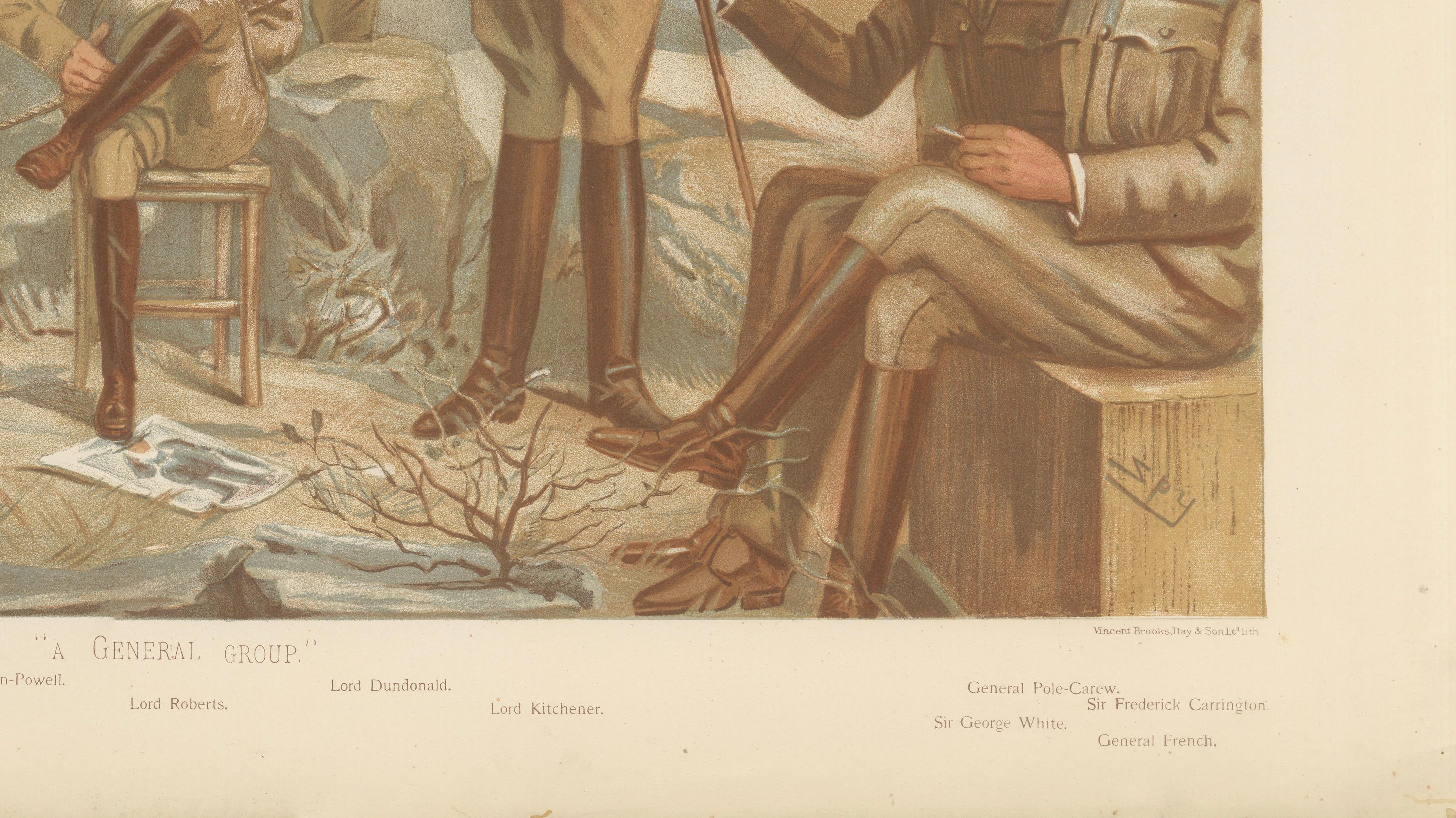 Vanity Fair Military Chromolithograph, Lord Roberts & Generals, Boer War, 1900