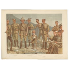 Antique Vanity Fair Military Chromolithograph, Lord Roberts & Generals, Boer War, 1900
