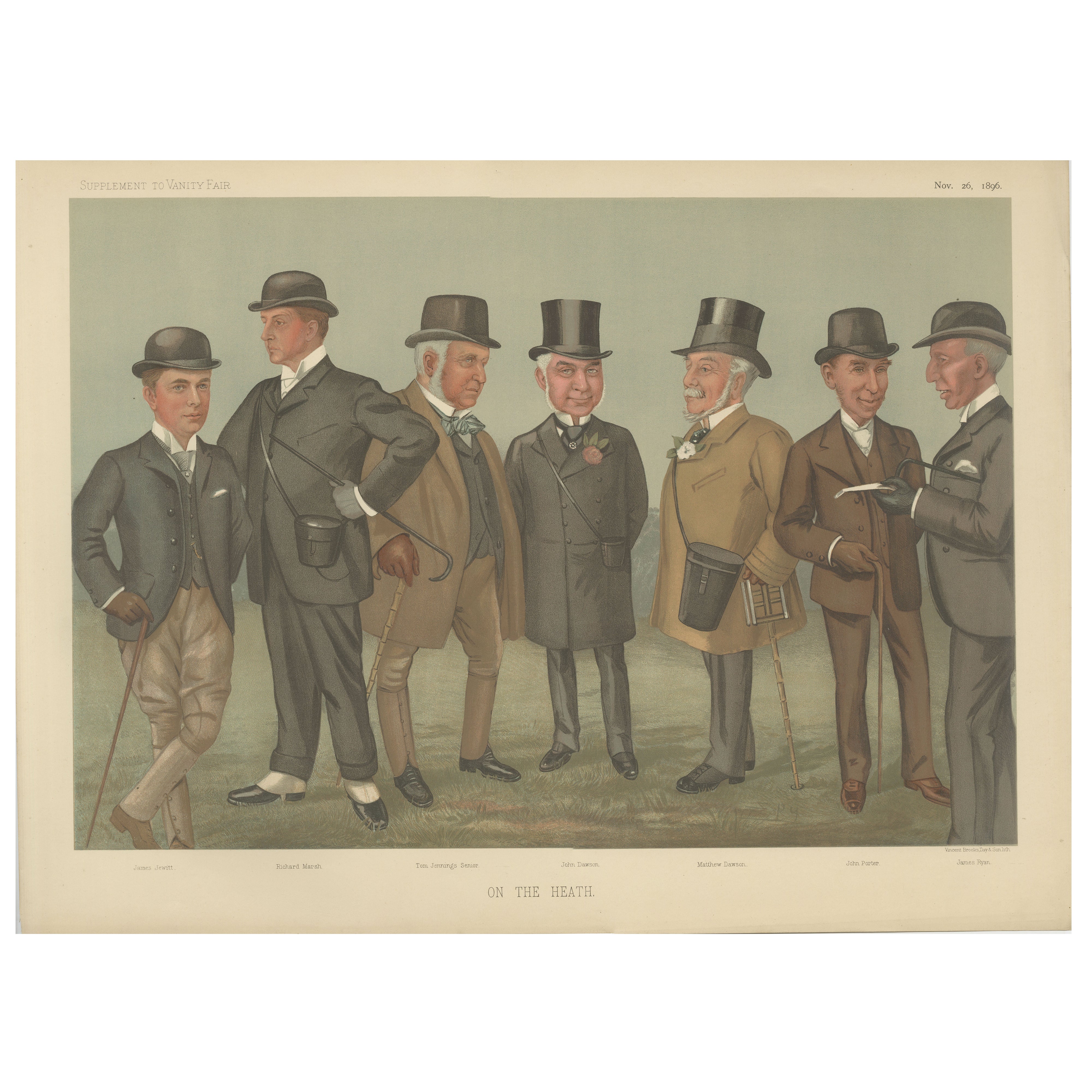 Vanity Fair “On the Heath” Sporting Caricature, Victorian Gentlemen Scene, 1896