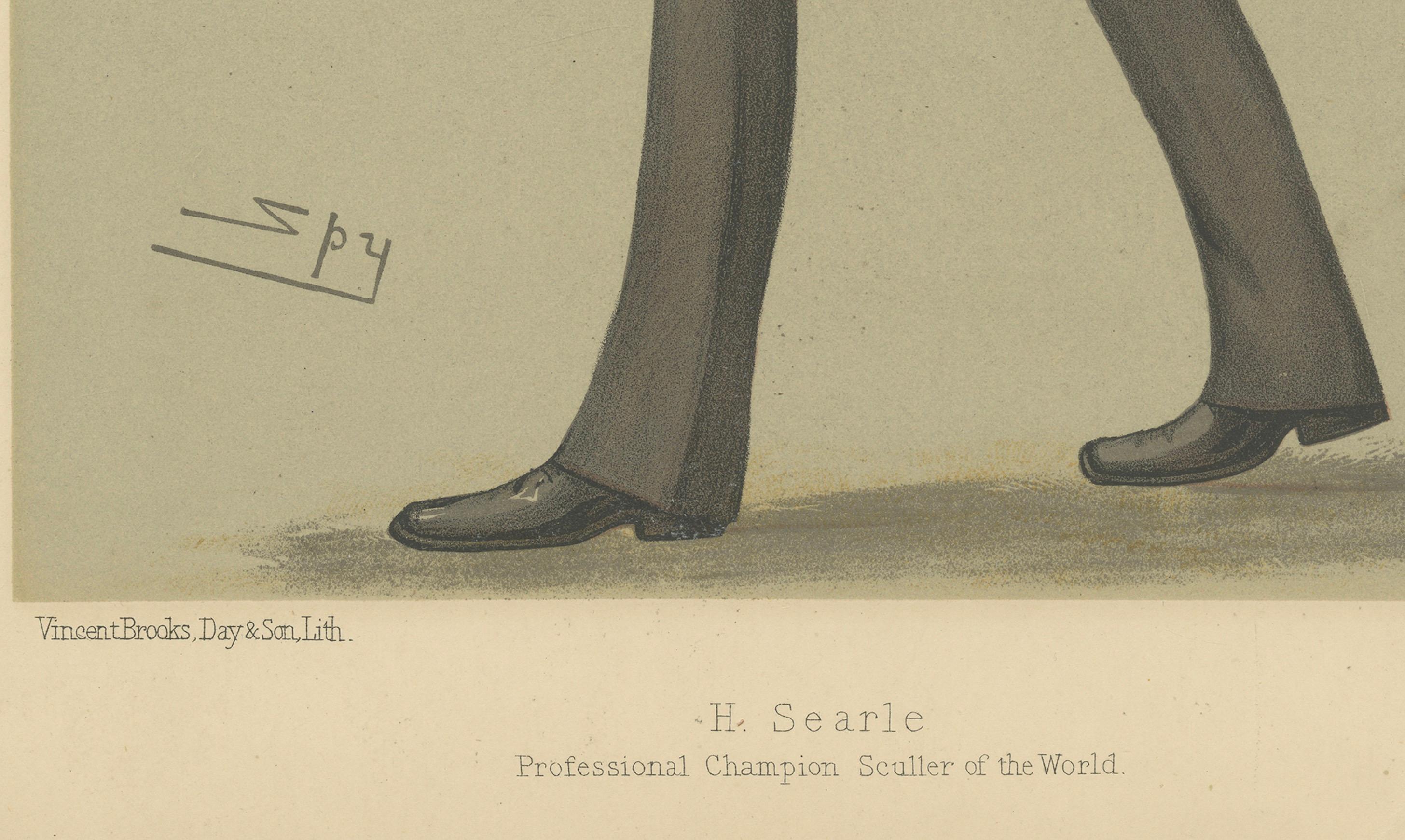 Gravure ancienne de Vanity Fair 'H. Searle', champion du monde professionnel de godille - 1889

Il s'agit d'une lithographie originale de Vanity Fair datée du 7 septembre 1889, représentant Henry Ernest Searle, champion du monde professionnel de