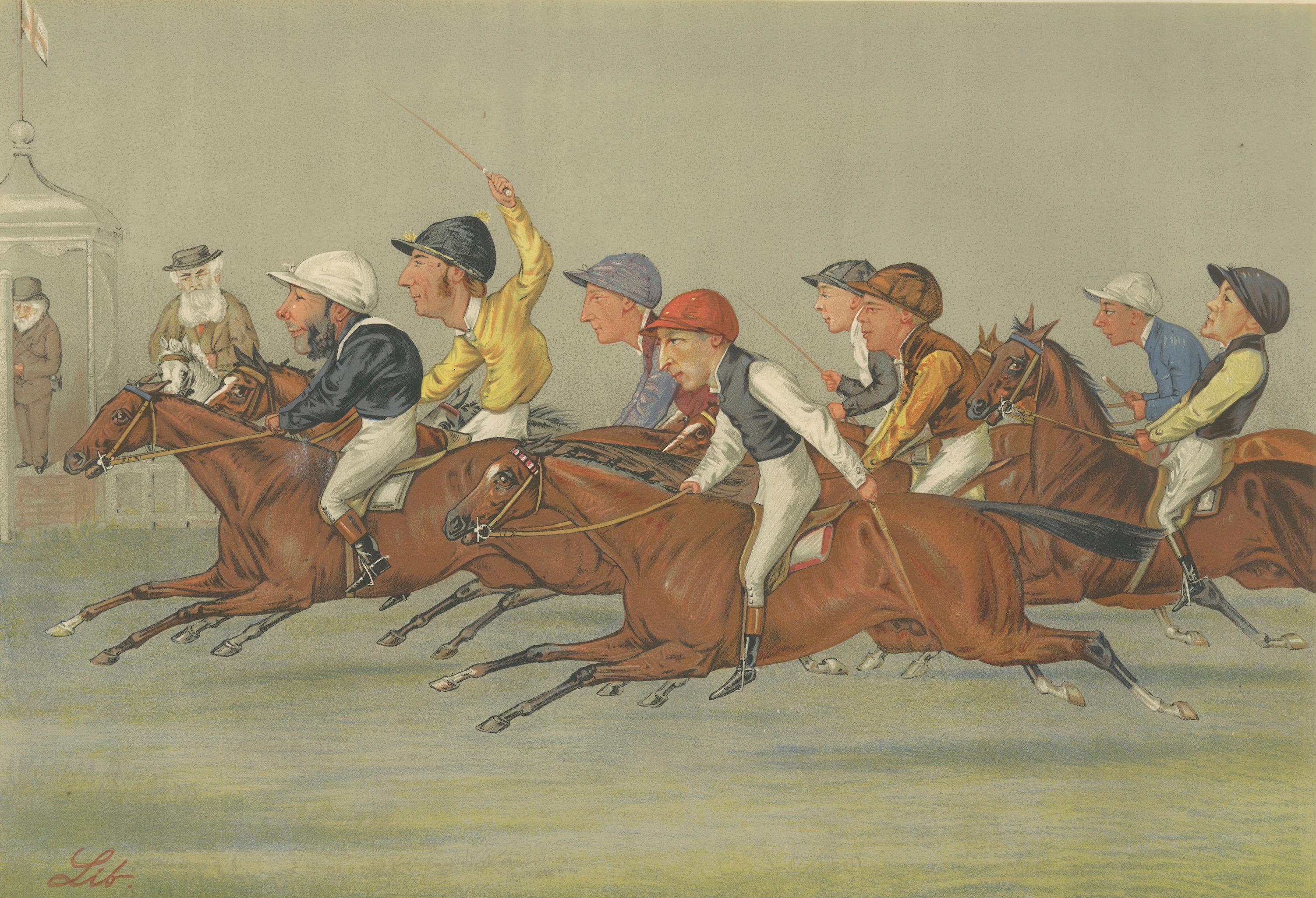 Vanity Fair The Winning Post Horse Racing Finish, Victorian Sporting Scene, 1888