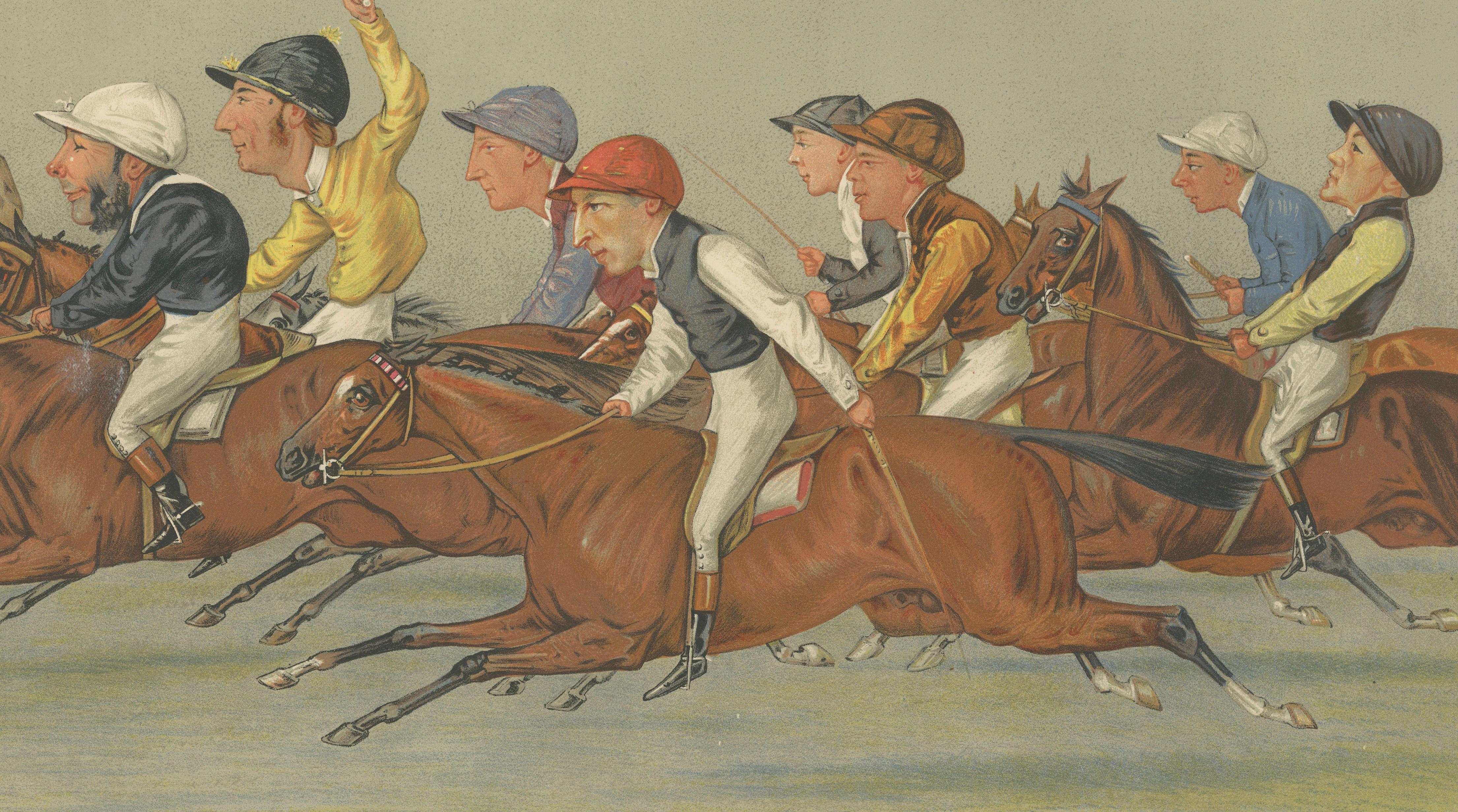 Vanity Fair The Winning Post Horse Racing Finish, Victorian Sporting Scene, 1888