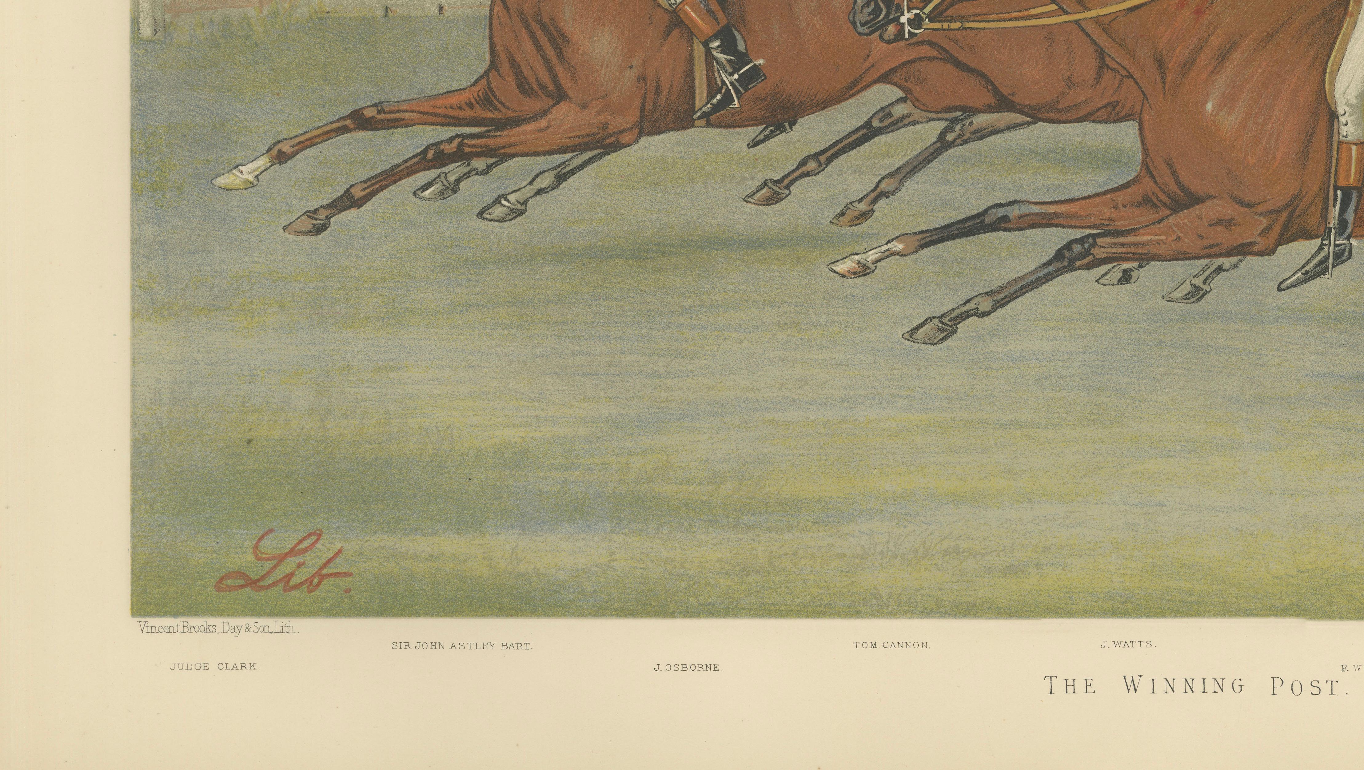 Vanity Fair The Winning Post Horse Racing Finish, Victorian Sporting Scene, 1888
